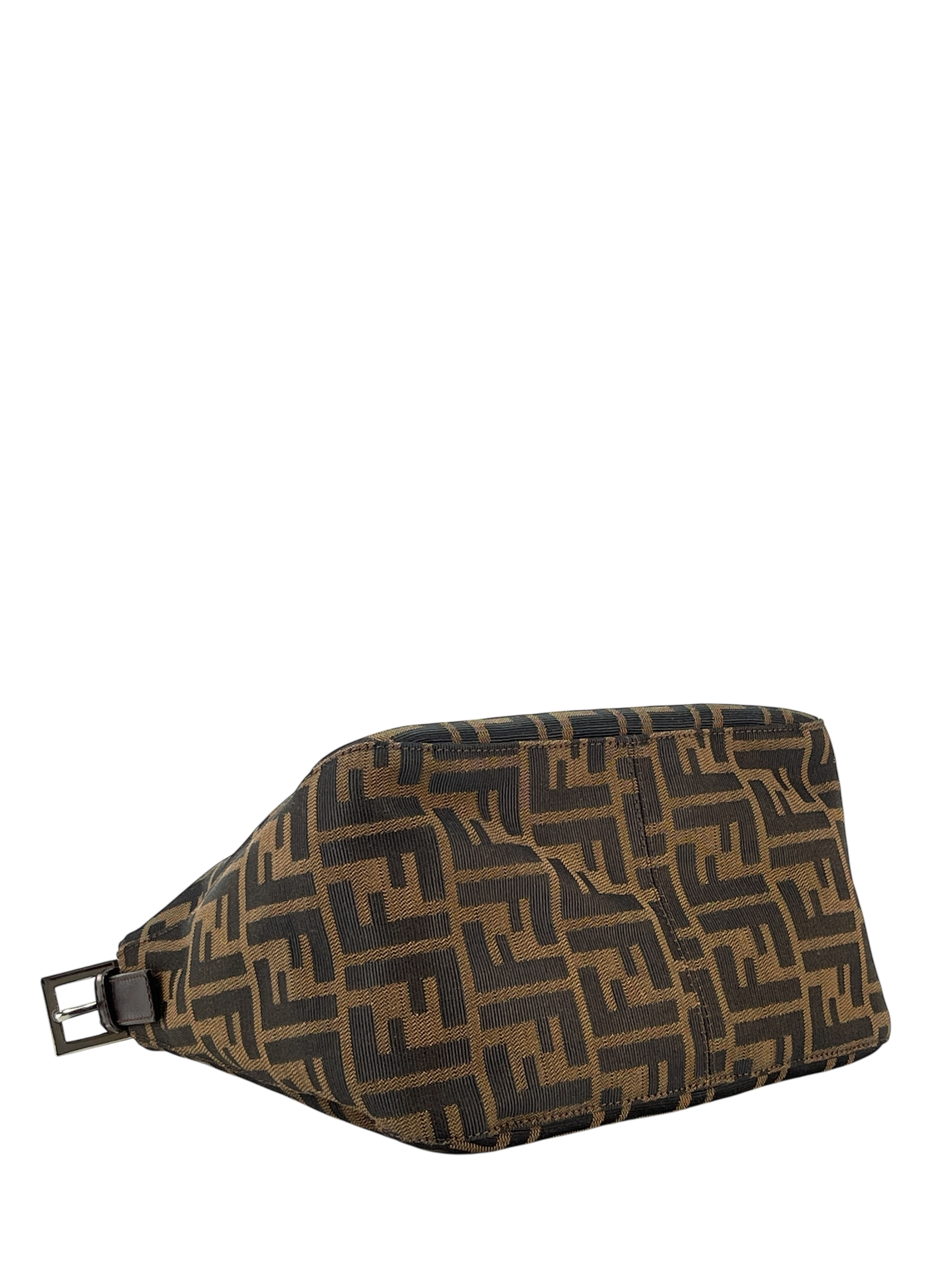 FENDI - Brown Canvas Zucca Shoulder Bag Silver Hardware