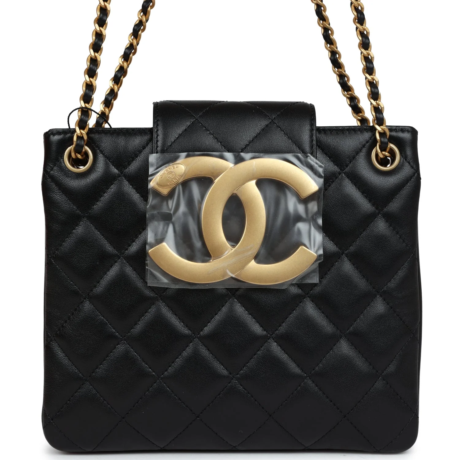 Chanel Small CC Shoulder Bag Black Lambskin Antique Gold Hardware
