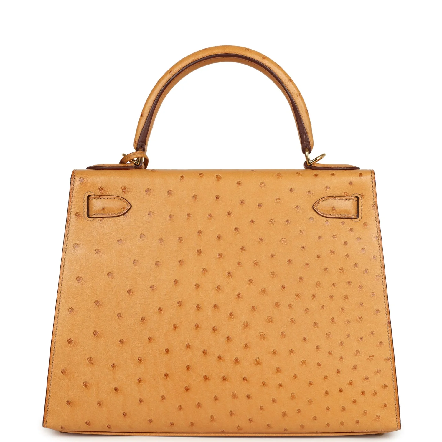 Pre-owned Hermes Kelly Sellier 28 Tabac Camel Ostrich Gold Hardware
