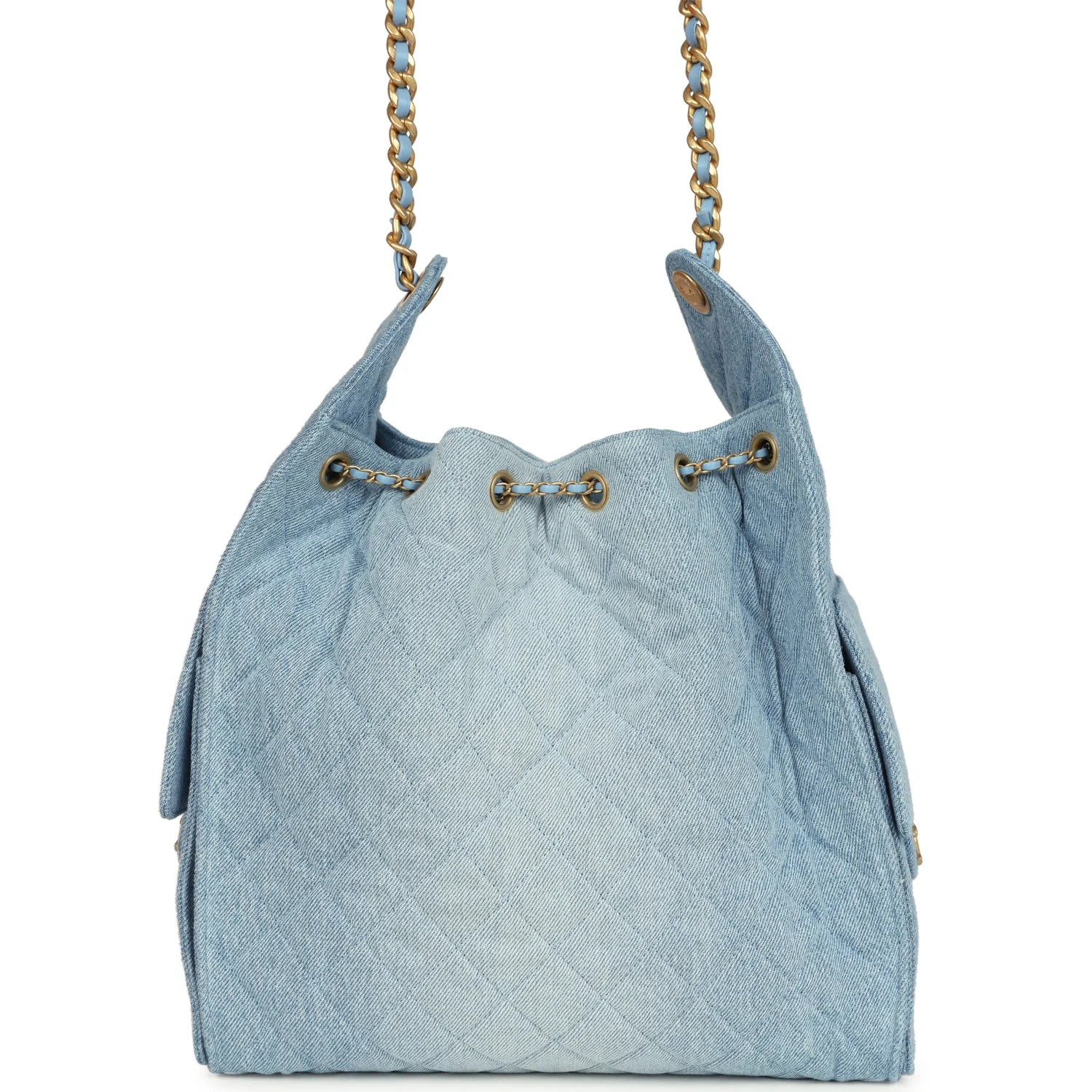Chanel Medium 25 Hobo Bag Light Blue Washed Denim Antique Gold Hardware