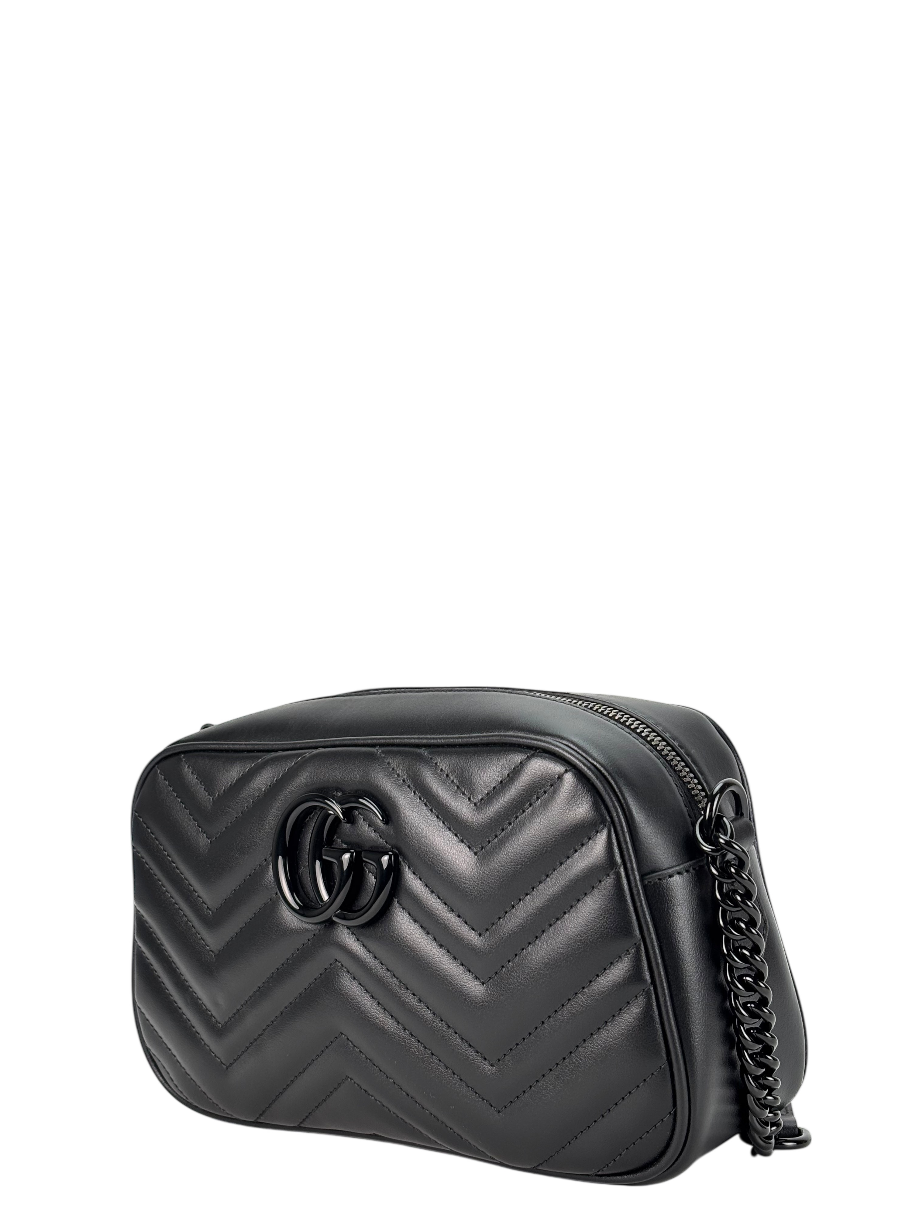 GUCCI - Black GG Marmont Camera Shoulder Bag