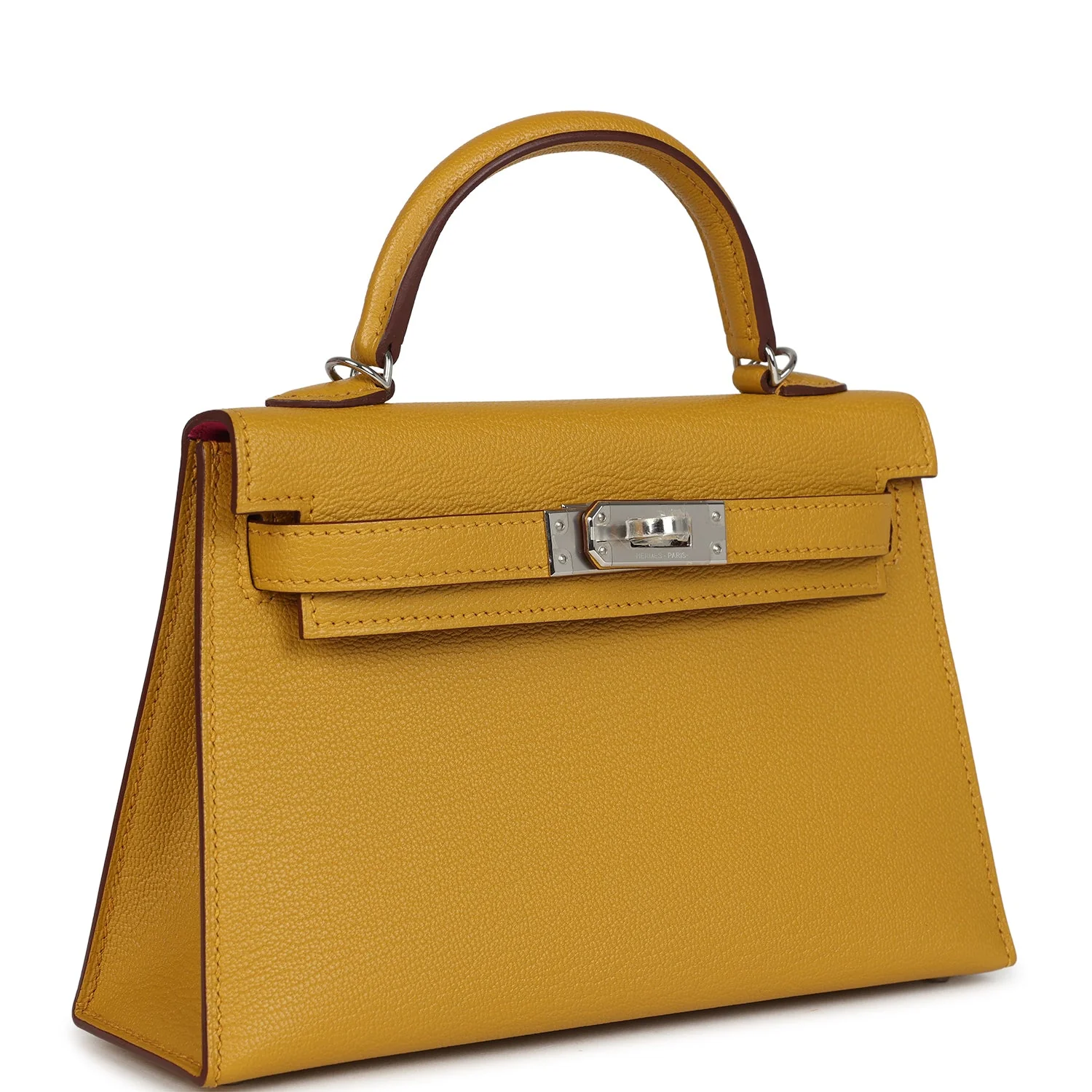 Hermes Kelly Sellier 20 Jaune Ambre Verso Chèvre Mysore Palladium Hardware
