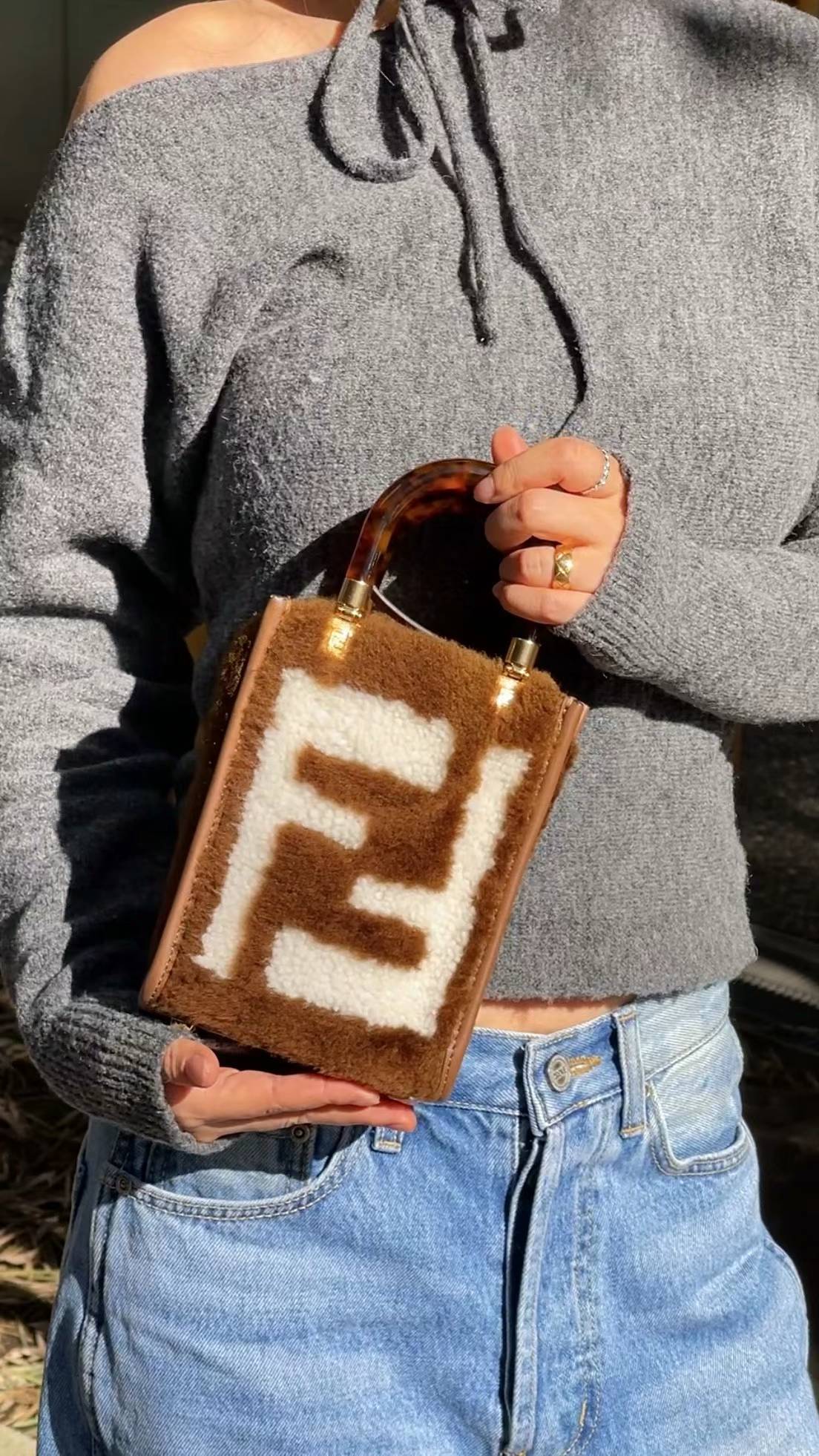 FENDI - Sunshine Logo Fur Mini Tote Bag