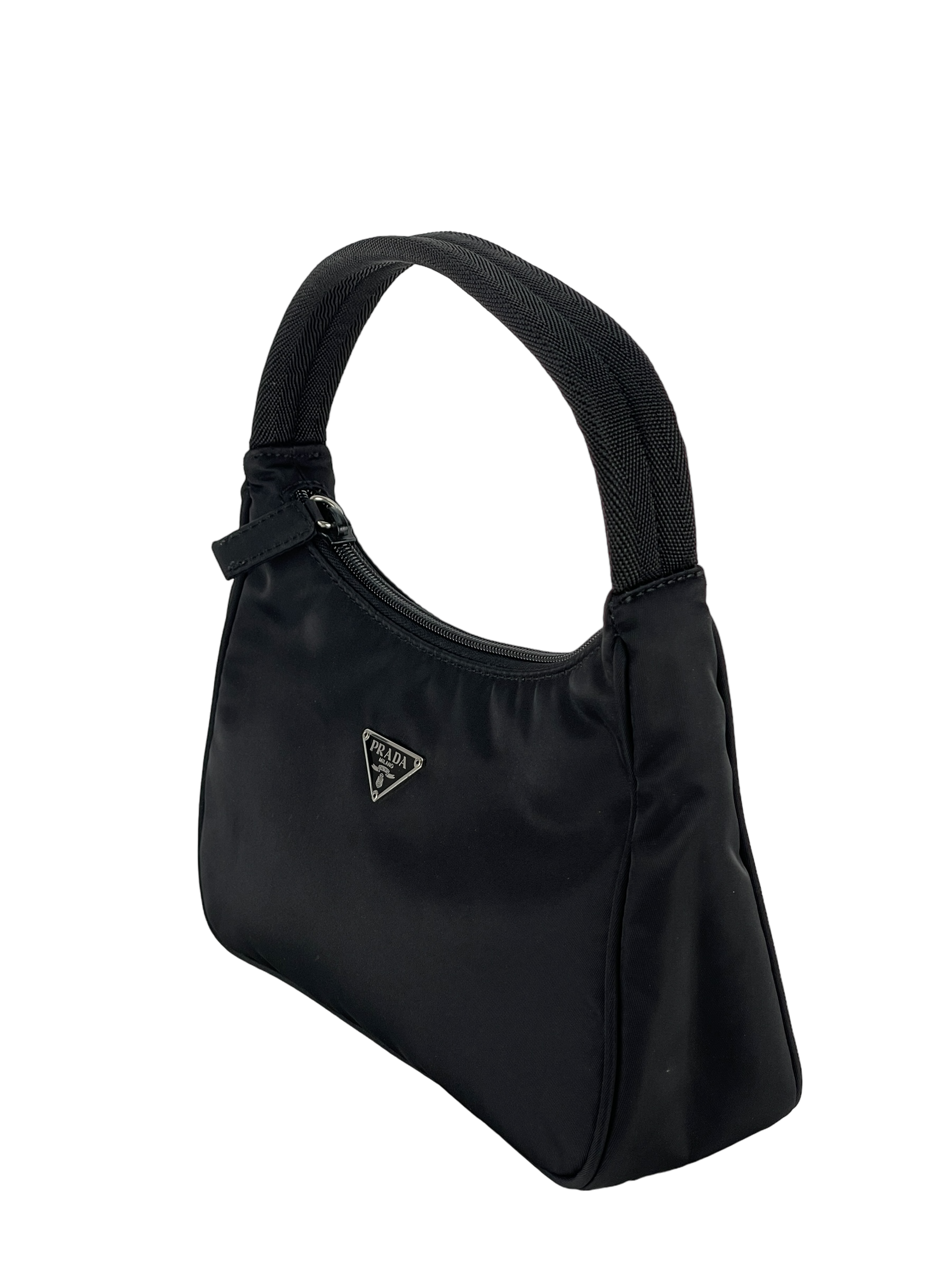 PRADA - Black Nylon Hobo Bag