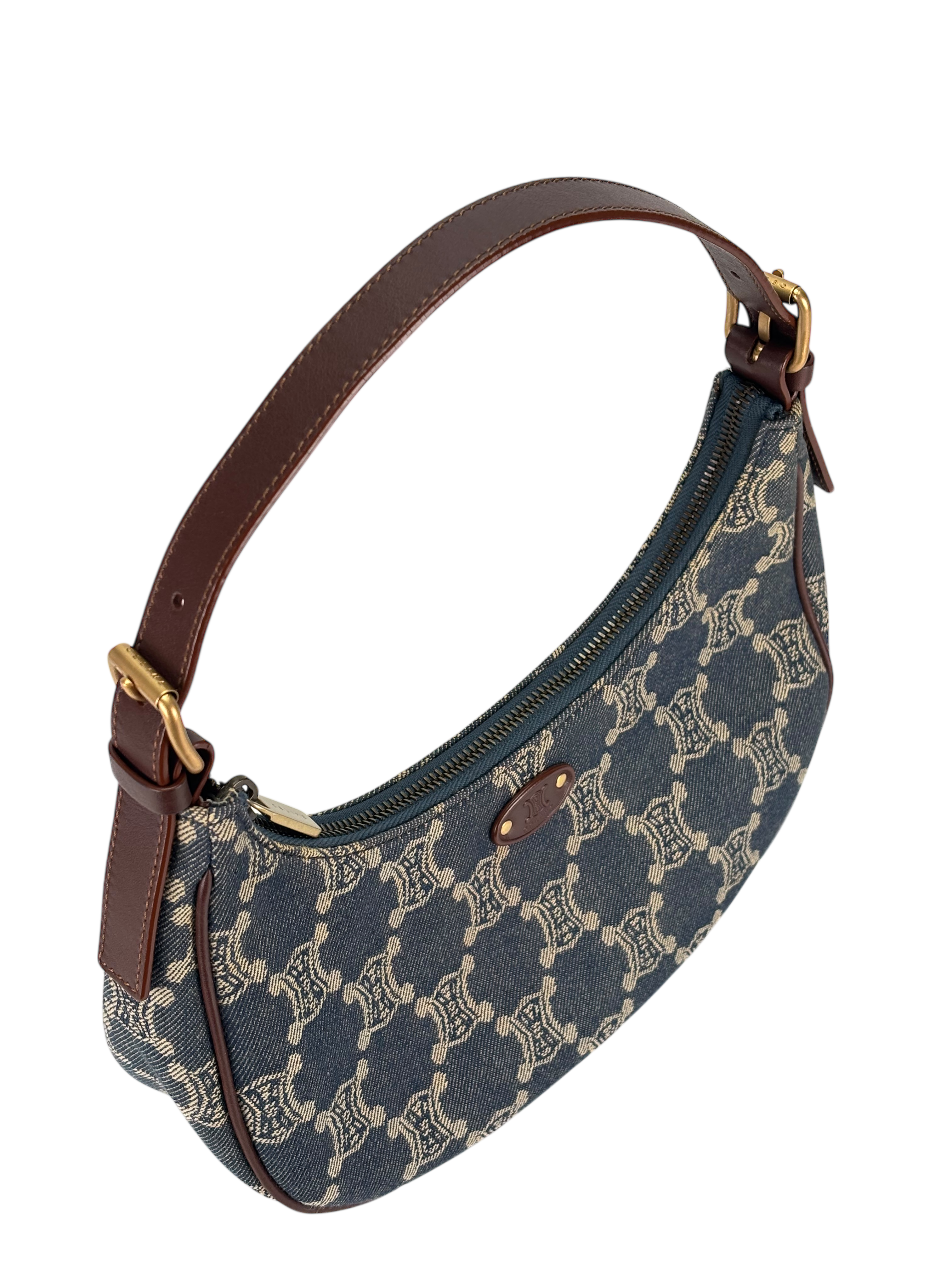 CELINE - Blue Denim Paris Macadam Shoulder Bag