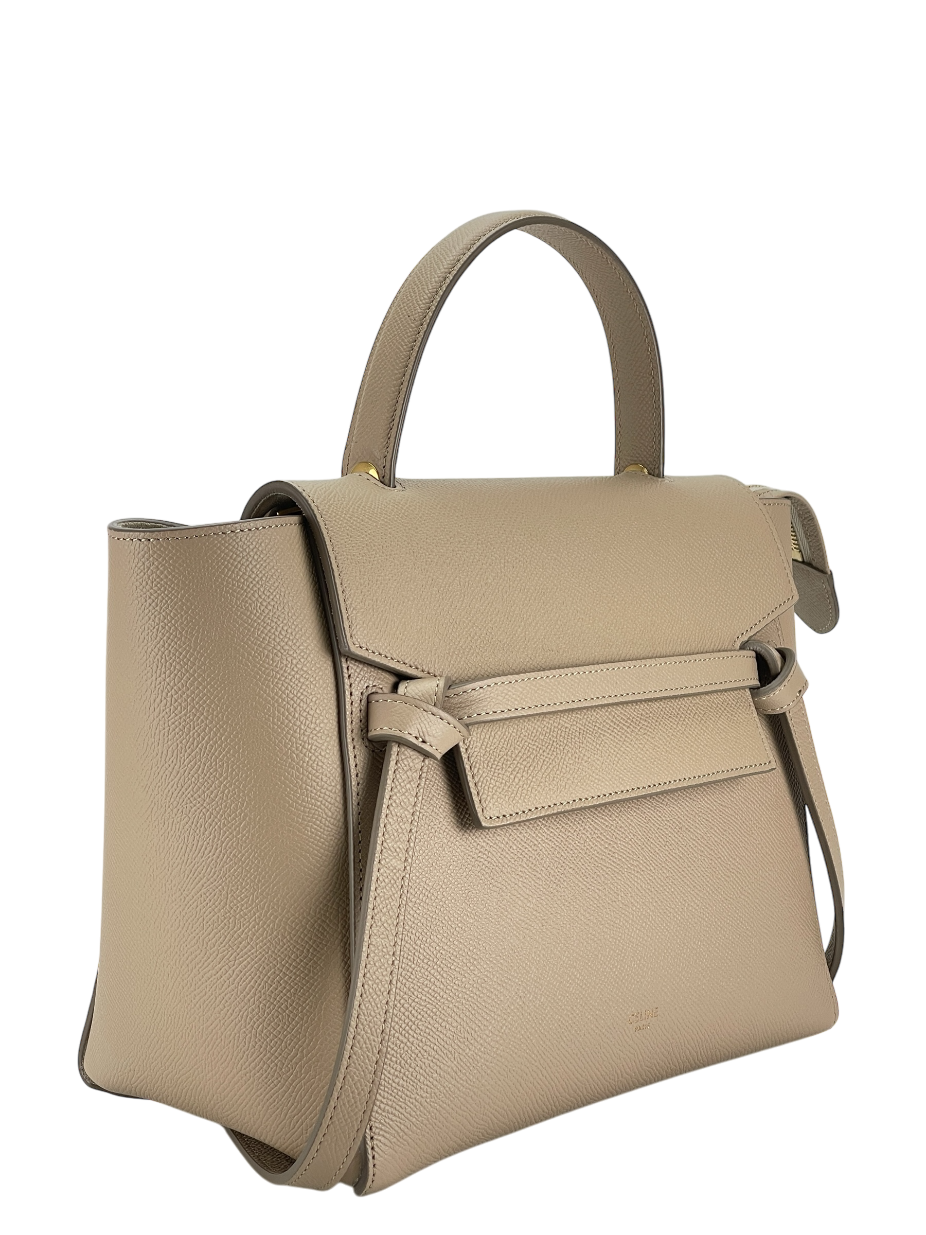 CELINE - Light taupe Mirco Leather 2way Handbag