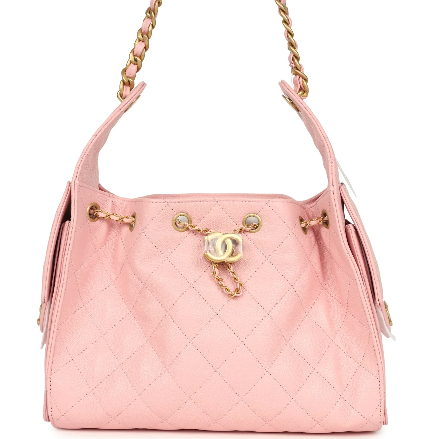 Chanel Small 25 Hobo Bag Light Pink Caviar Antique Gold Hardware