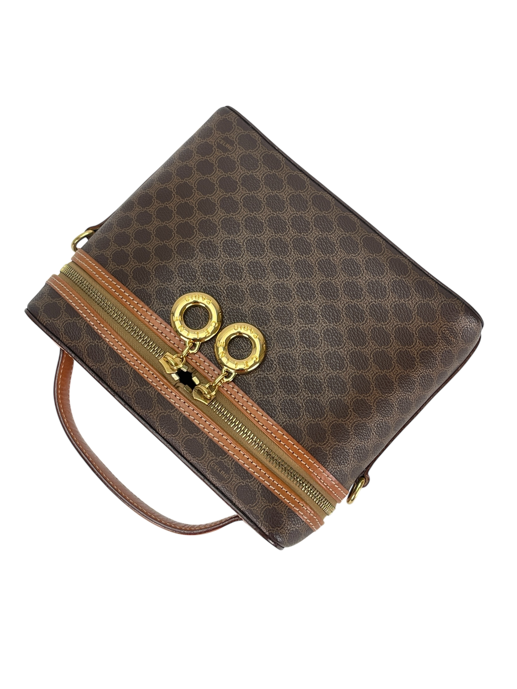CELINE - Brown PVC Macadam Pattern 2way Handbag