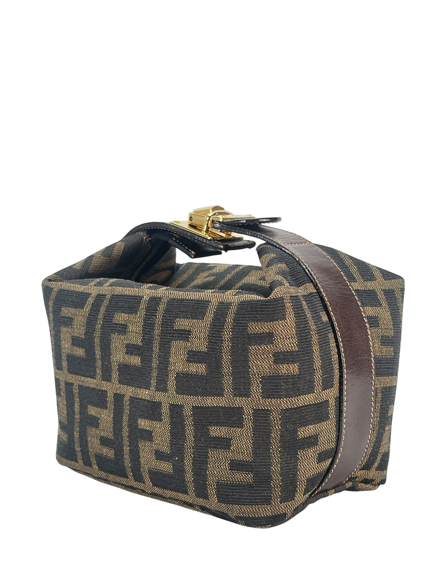 FENDI - Zucca Brown Jacquard Mini Vanity Pouch Handbag