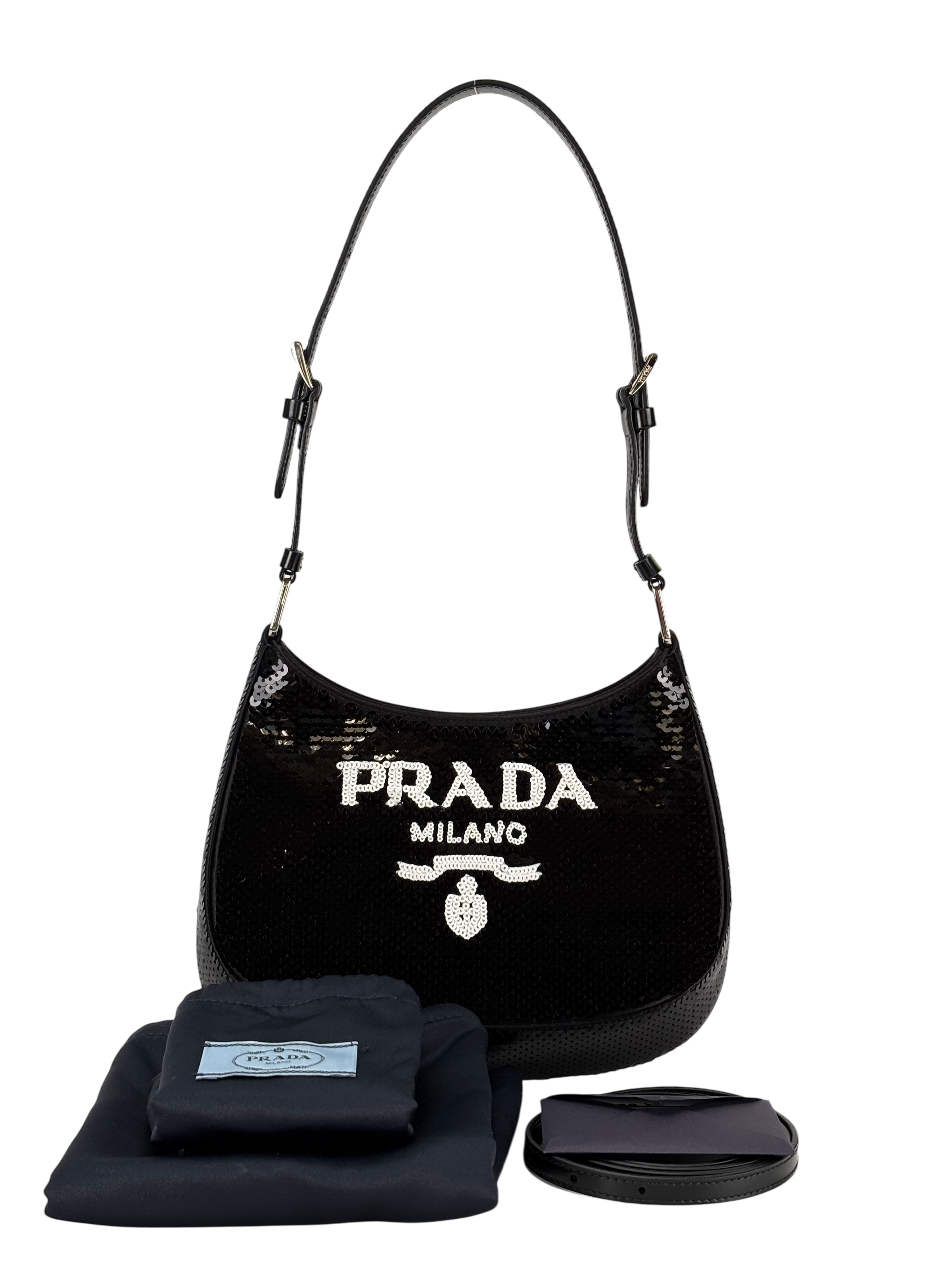 PRADA - Cleo Black Sequins Shoulder Bag