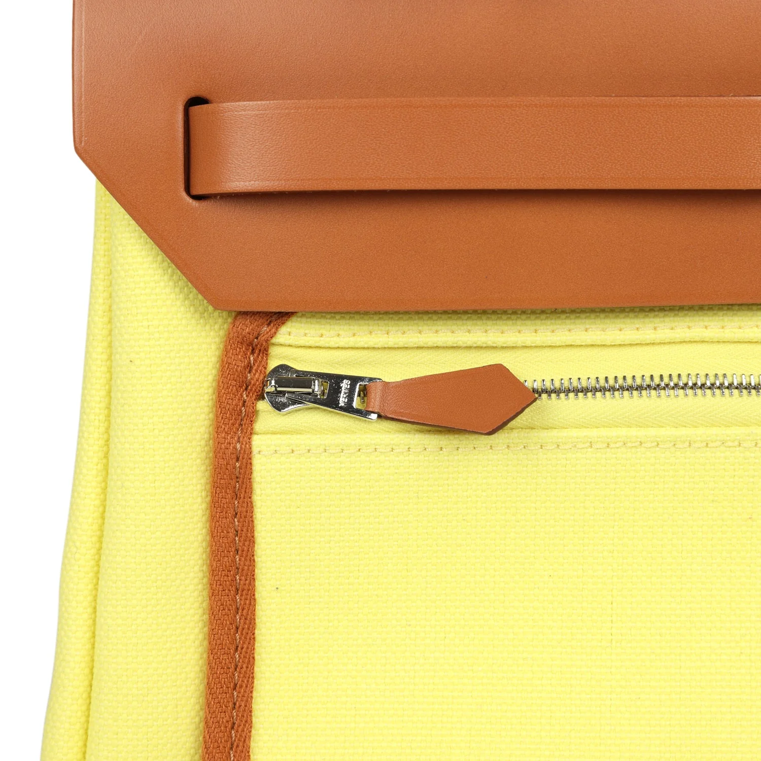 Hermes Herbag Zip PM 31 Jaune Citron Toile H Canvas and Fauve Vache Hunter Palladium Hardware