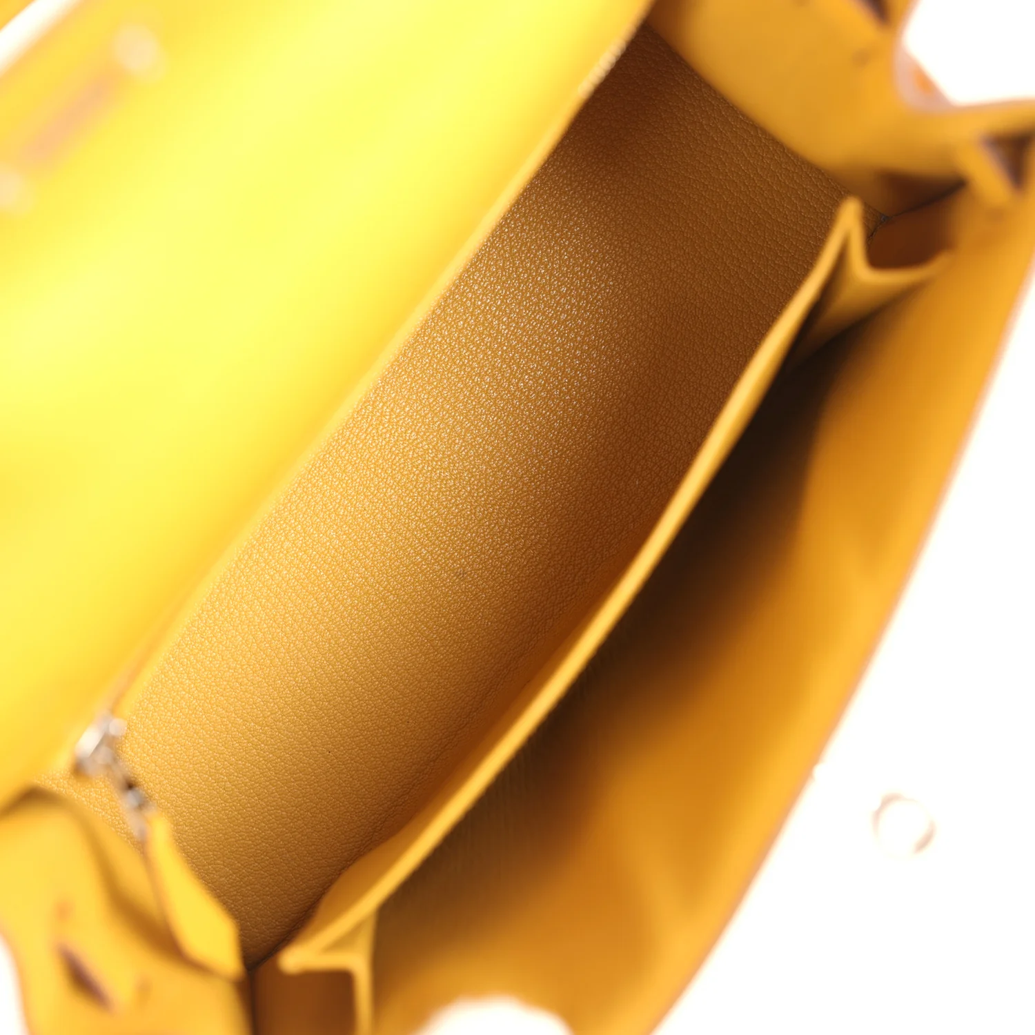 Pre-owned Hermes Kelly Sellier 25 Jaune Ambre Epsom Palladium Hardware