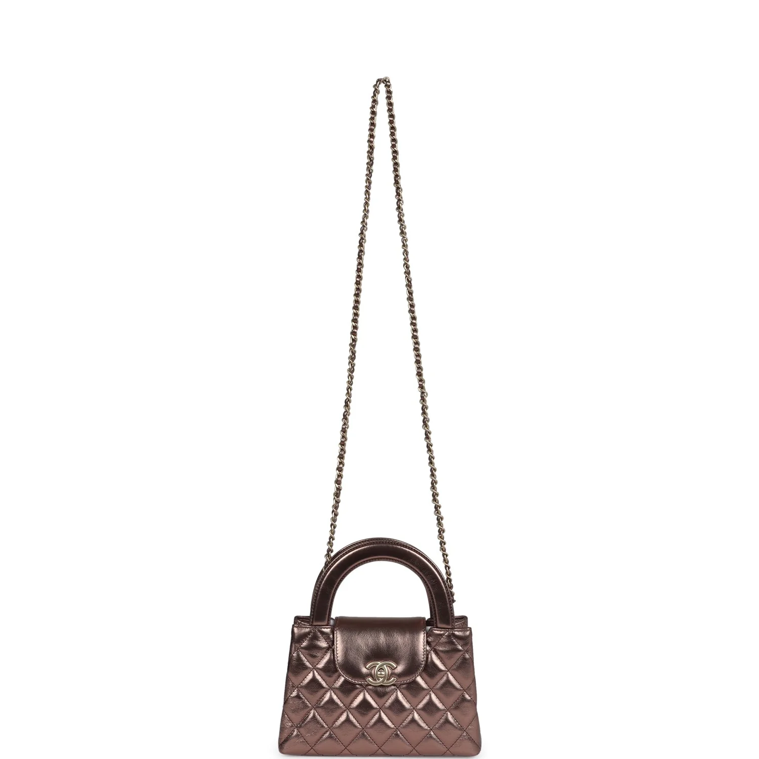 Chanel Small Kelly Shopper Metallic Bronze Calfskin Brushed Gold Hardware