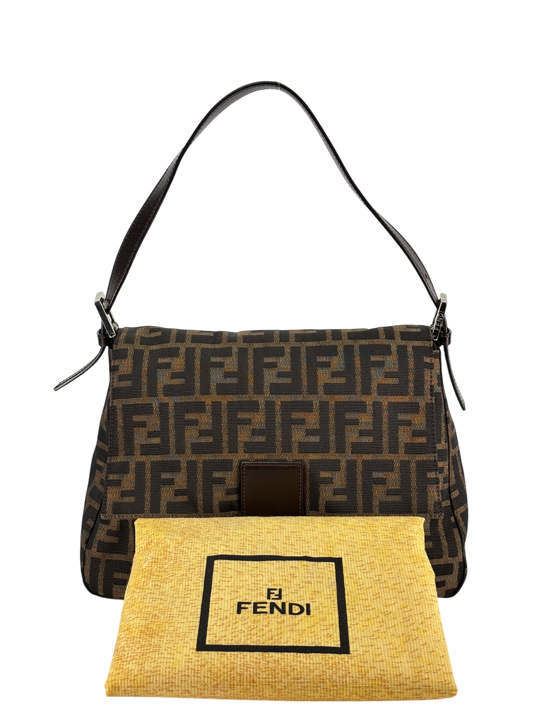 FENDI - Brown Zucca Mamma Baguette Handbag Silver Hardware