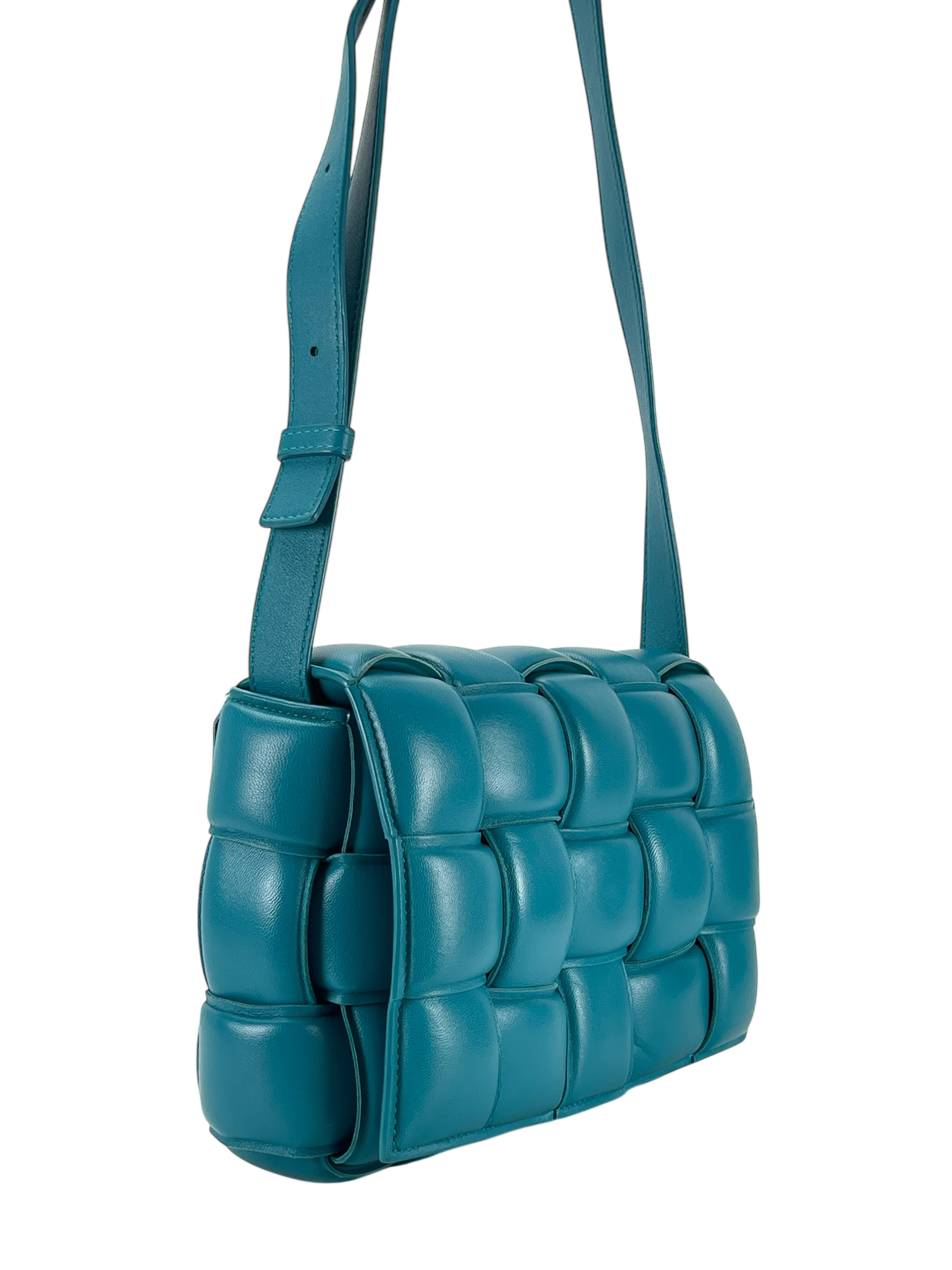 BOTTEGA VENETA - Peacock Blue Lambskin Cassette Shoulder Bag