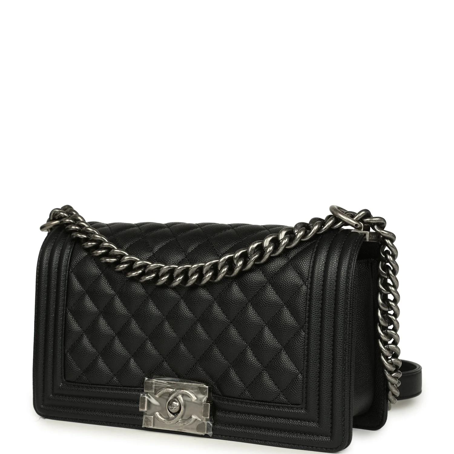 Chanel Medium Boy Bag Black Caviar Aged Ruthenium Hardware