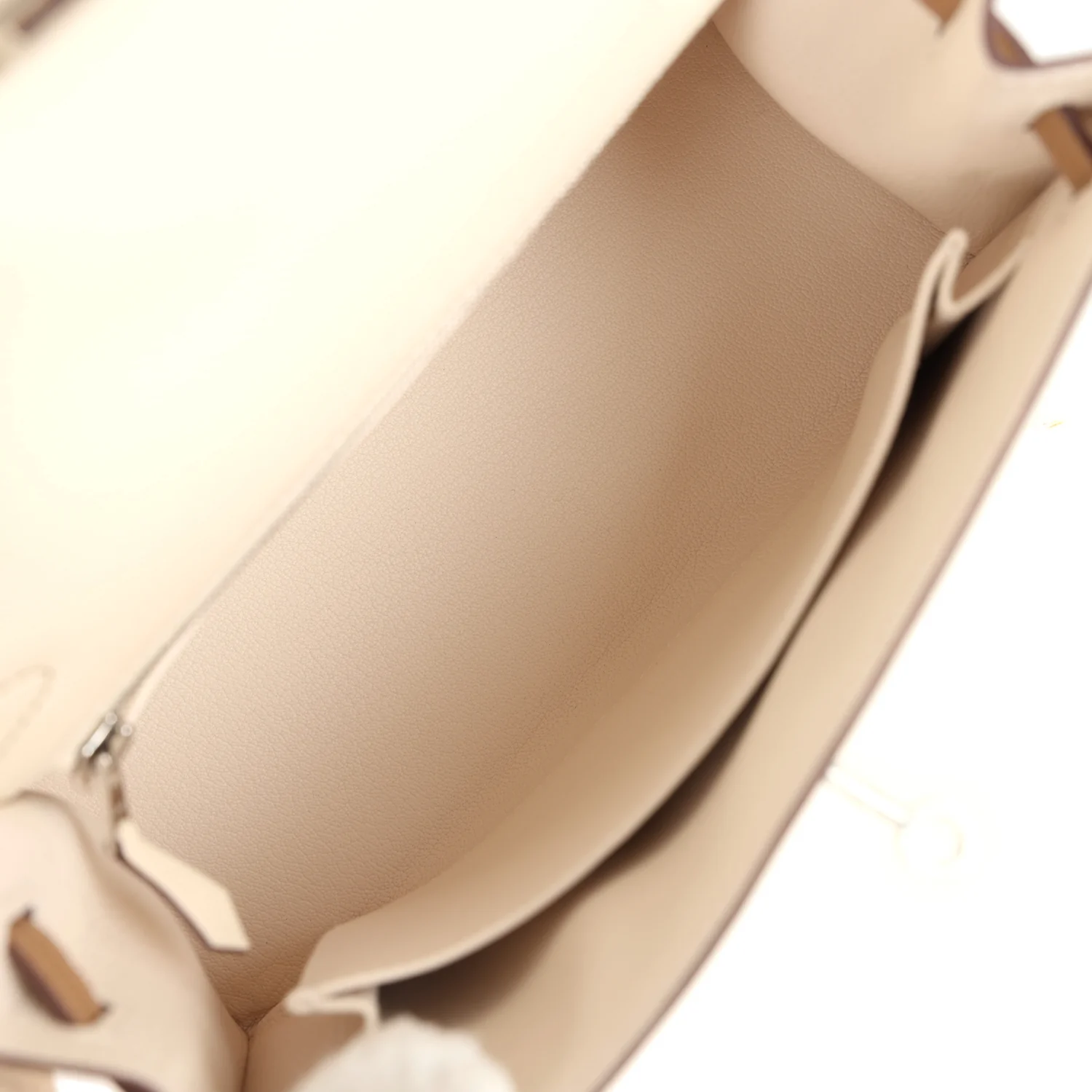 Hermes Kelly Sellier 25 Tri-Color Nata, Gris Meyer and Chai Epsom Palladium Hardware