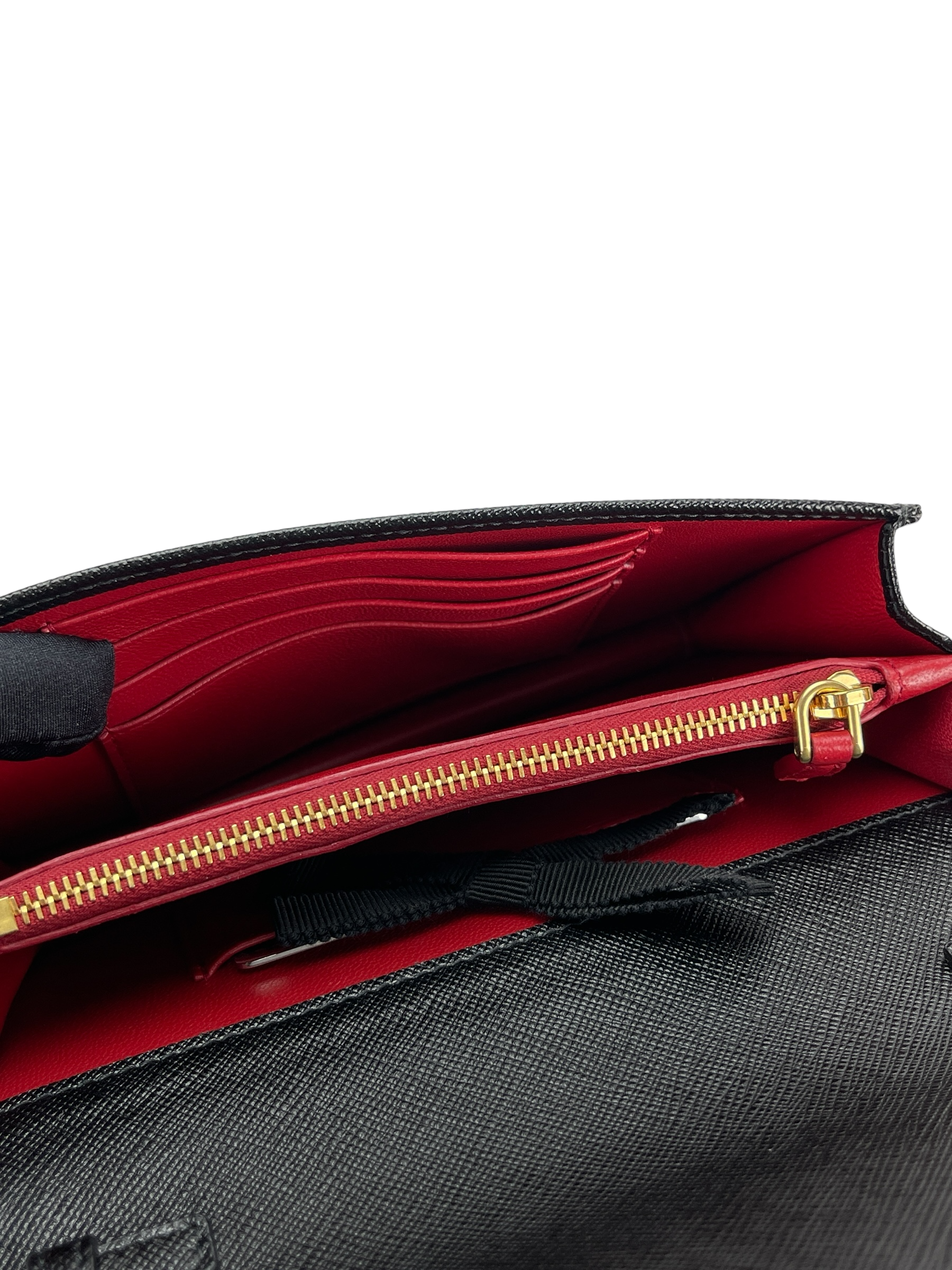 PRADA - Black Calfskin Leather Saffiano Chain Shoulder Bag Gold Hardware