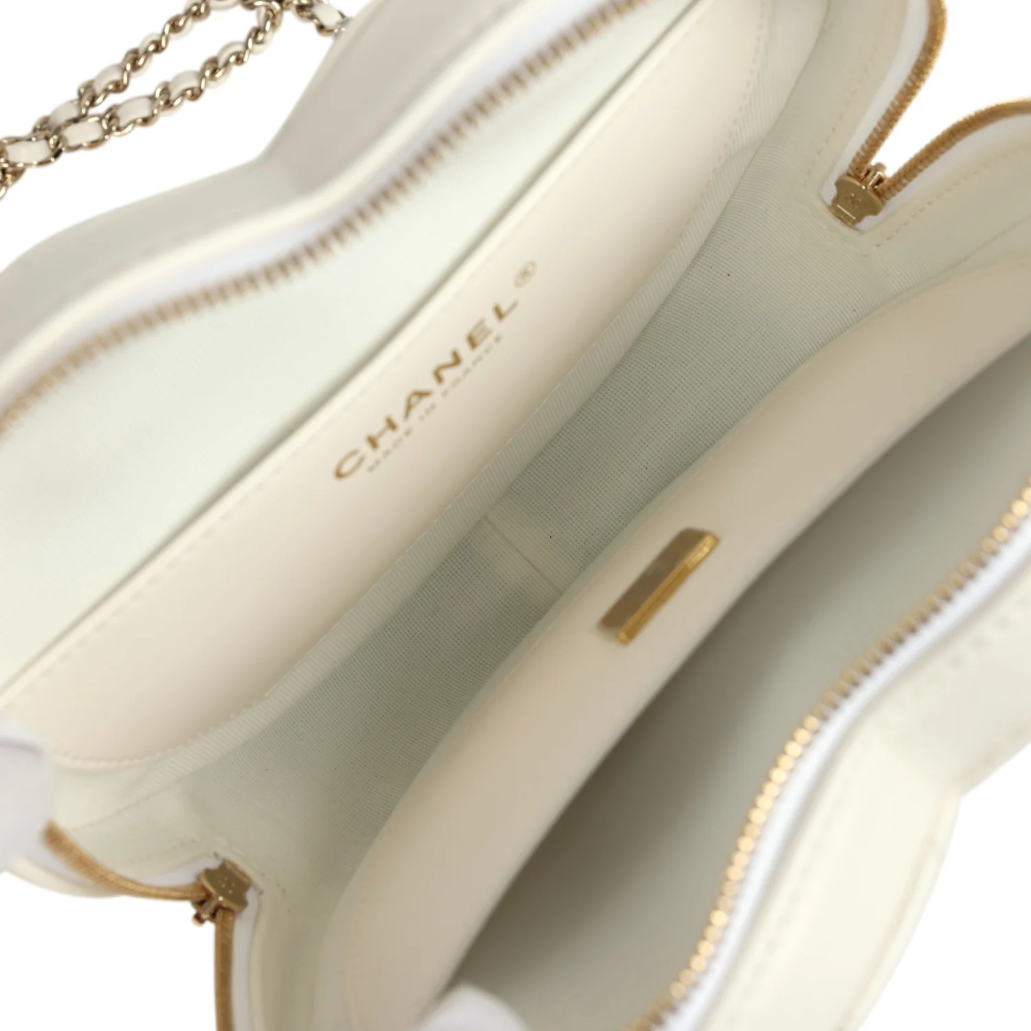 Chanel CC In Love Large Heart Bag with Chain White Lambskin Light Gold Hardware