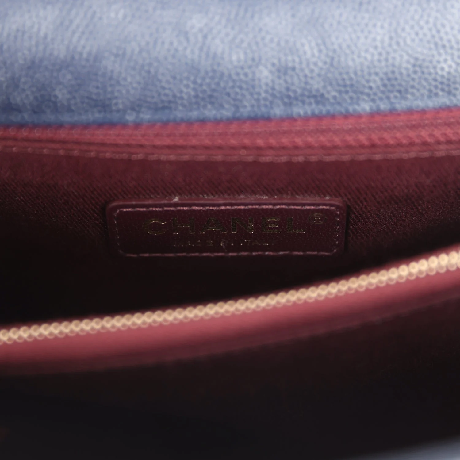 Pre-owned Chanel Medium Coco Top Handle Navy Blue Chevron Caviar Antique Gold Hardware