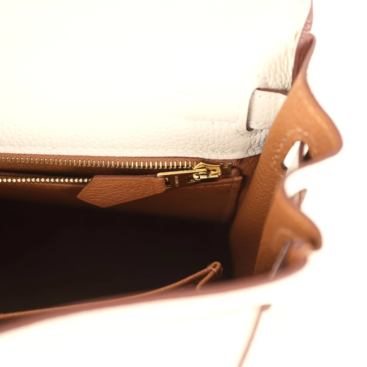 Hermes Special Order (HSS) Kelly Retourne 25 Craie Verso Togo Brushed Gold Hardware