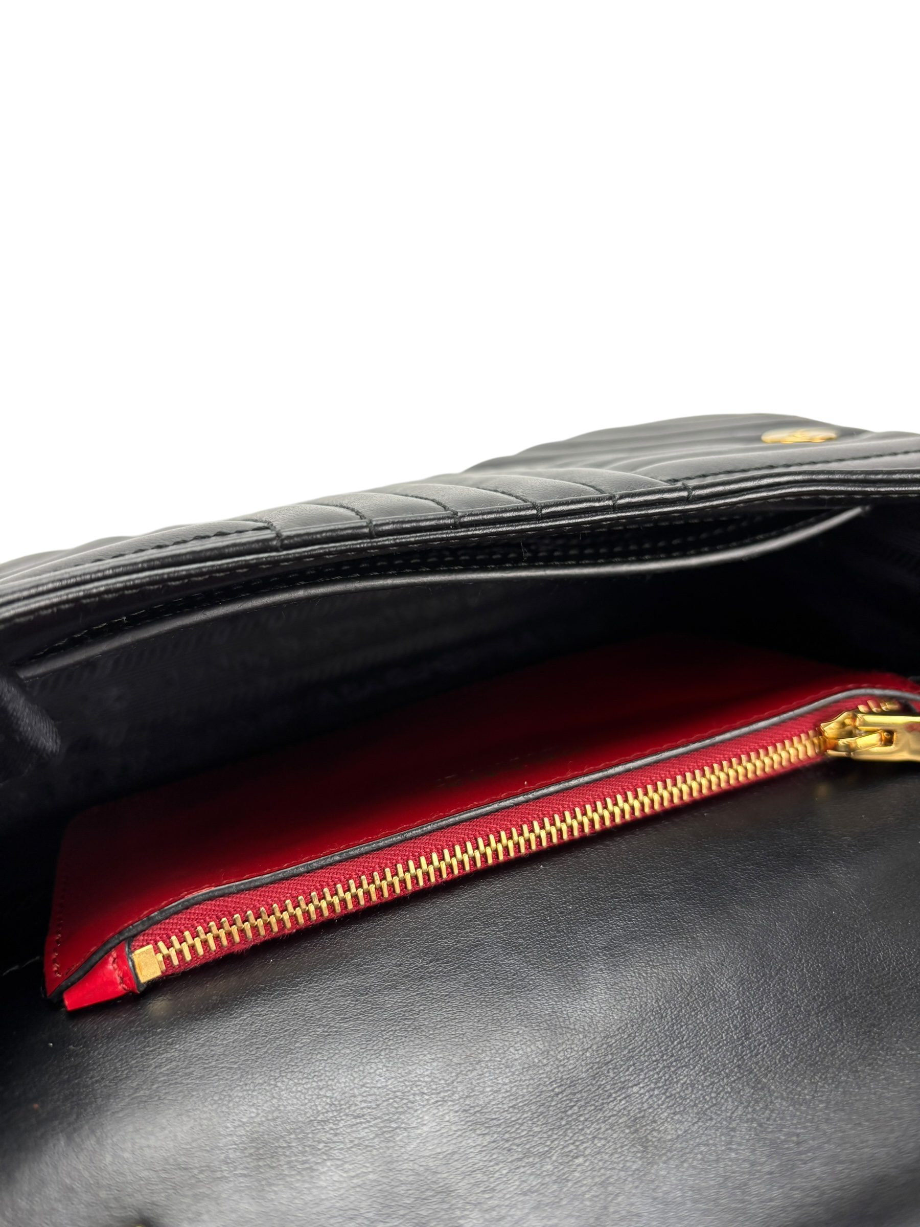 PRADA - Black Calfskin Soft Diagramme Crossbody Bag