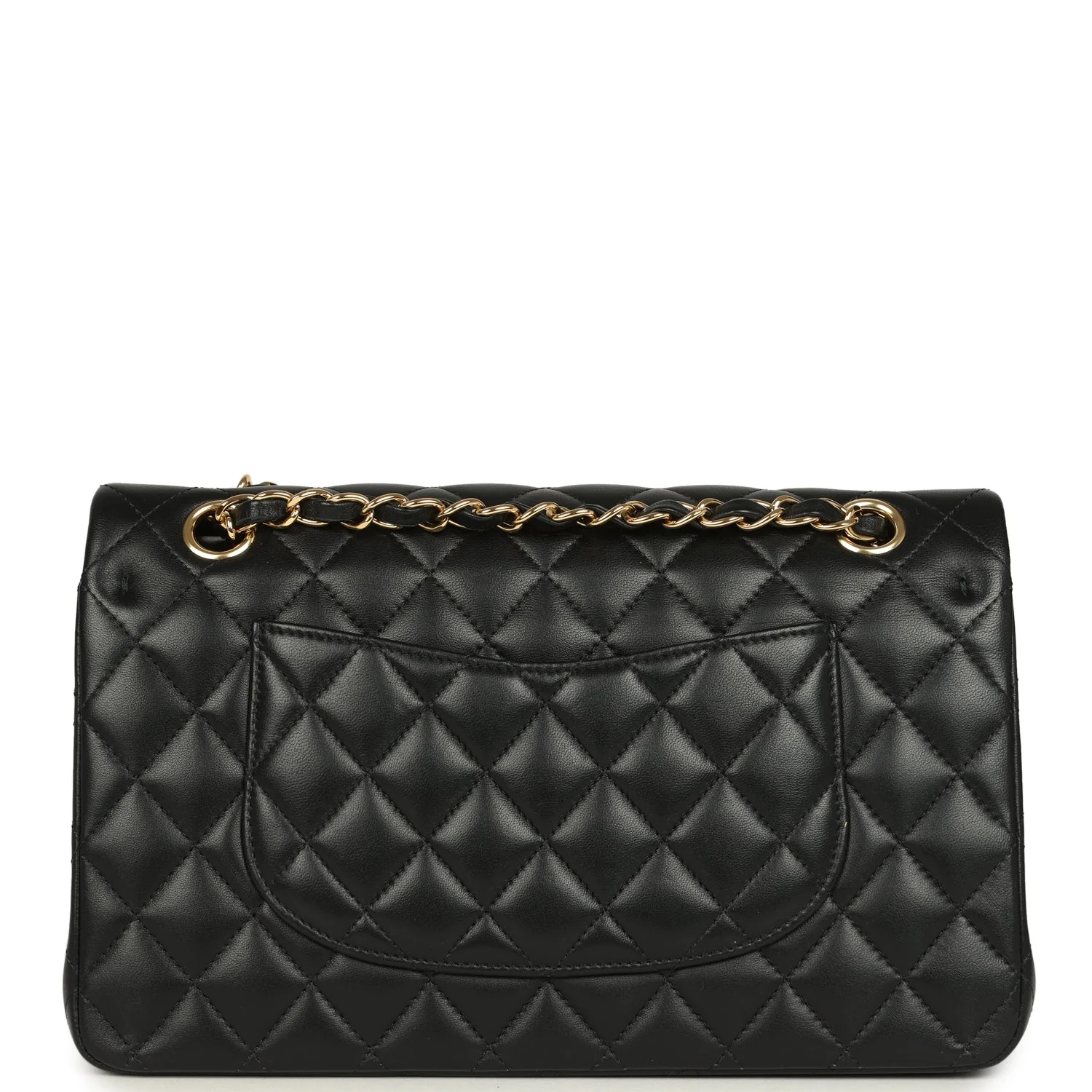 Pre-owned Chanel Medium Classic Double Flap Bag Black Lambskin Gold Hardware