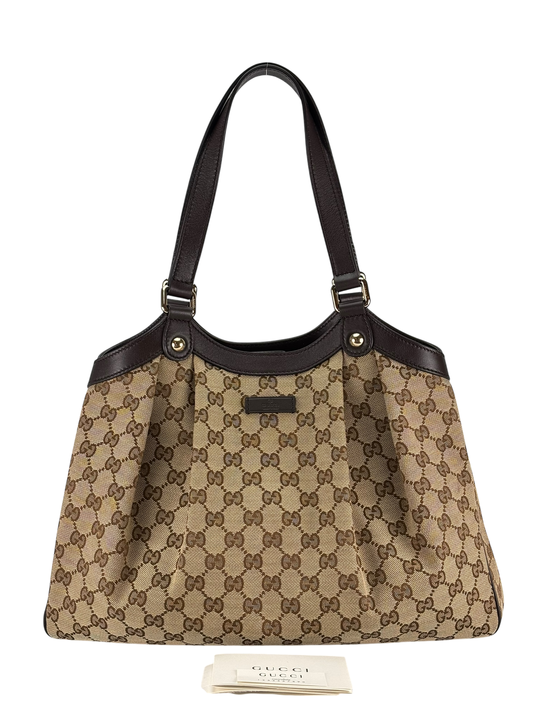 GUCCI - Brown Beige GG Tote Bag Shoulder Bag