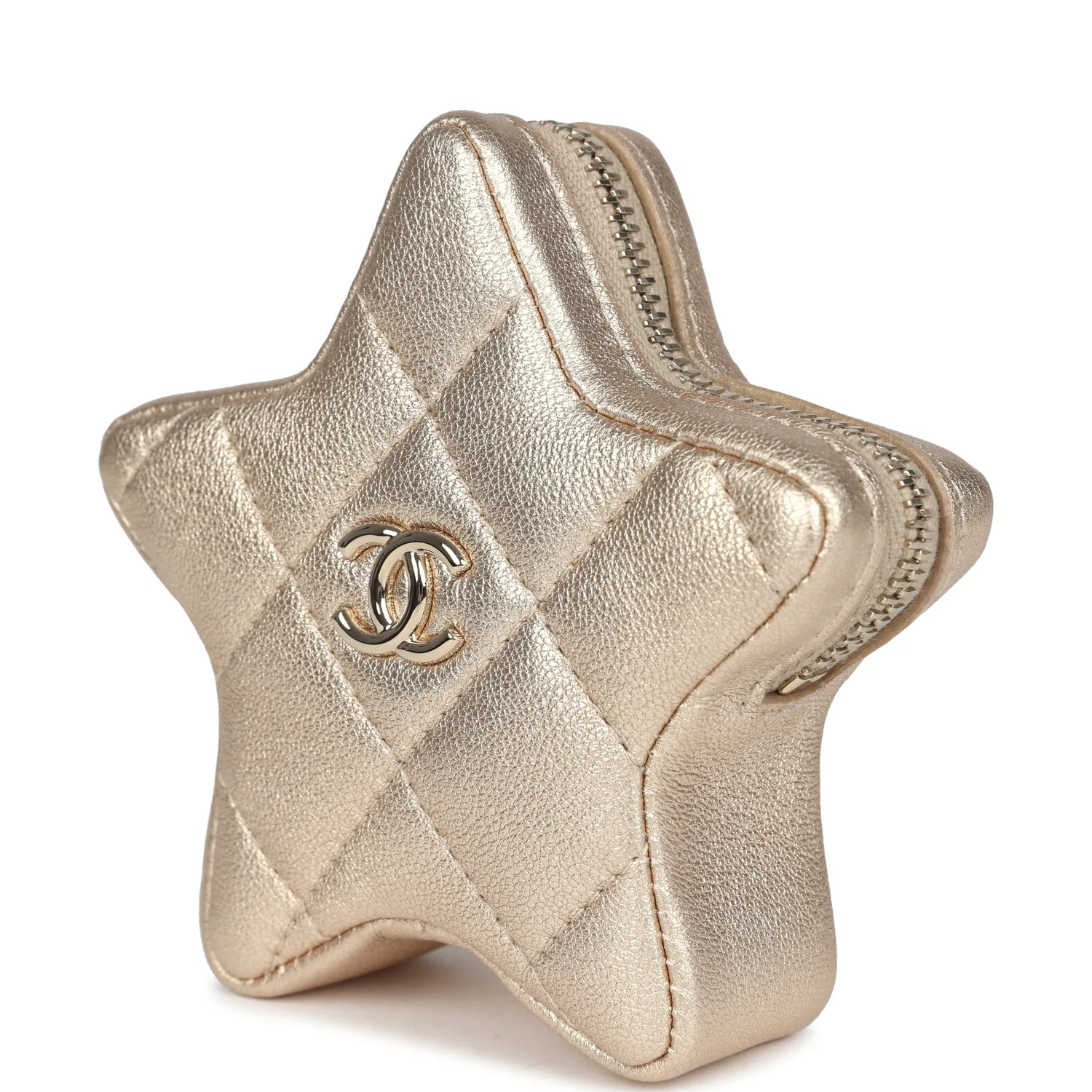 Chanel Walk Of Fame Star Clip-On Coin Purse Metallic Gold Goatskin Light Gold Hardware