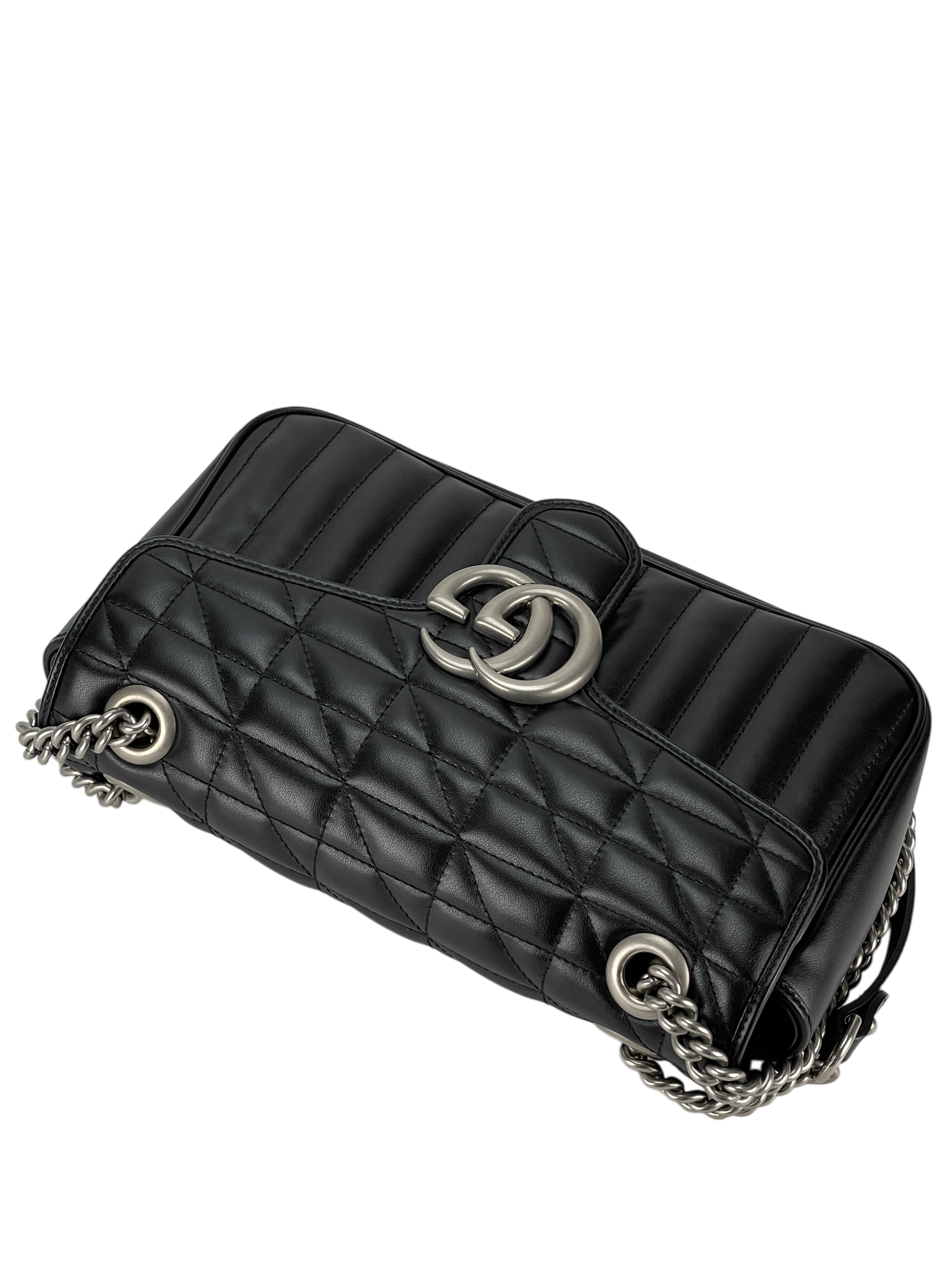 GUCCI - Black GG Marmont Matelasse Shoulder Bag