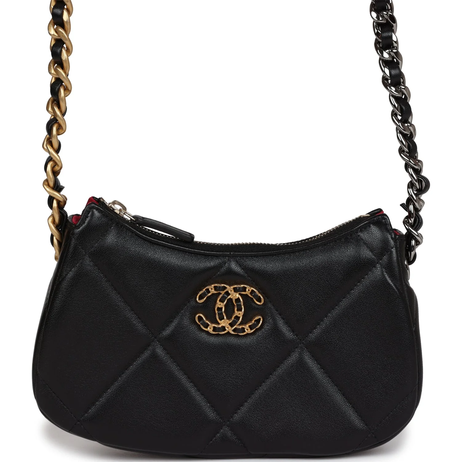 Chanel 19 Hobo Chain Bag Black Calfskin Mixed Metal Hardware
