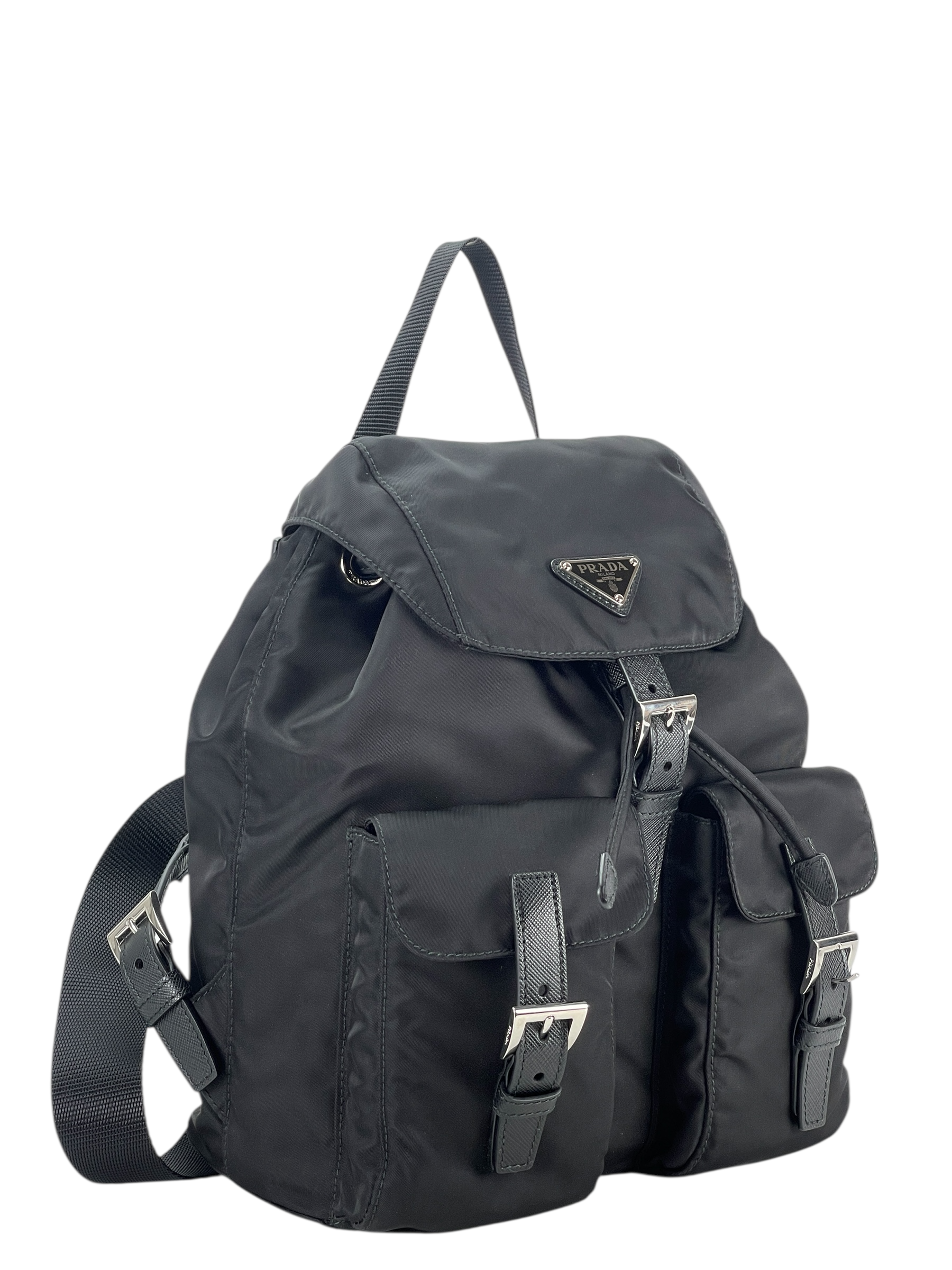 PRADA - Black Re-Nylon Backbag Small