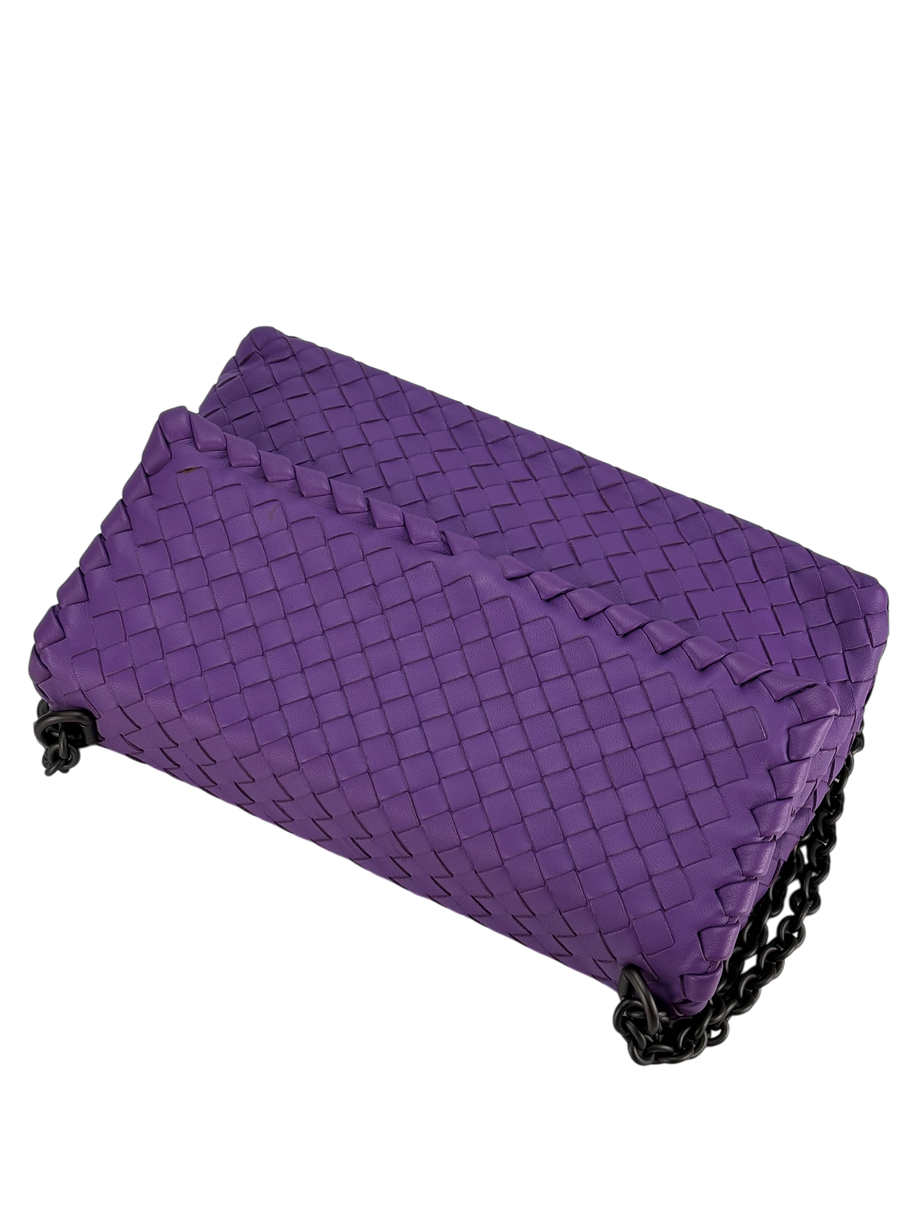 BOTTEGA VENETA - Purple Lambskin Intrecciato Leather Shoulder Bag