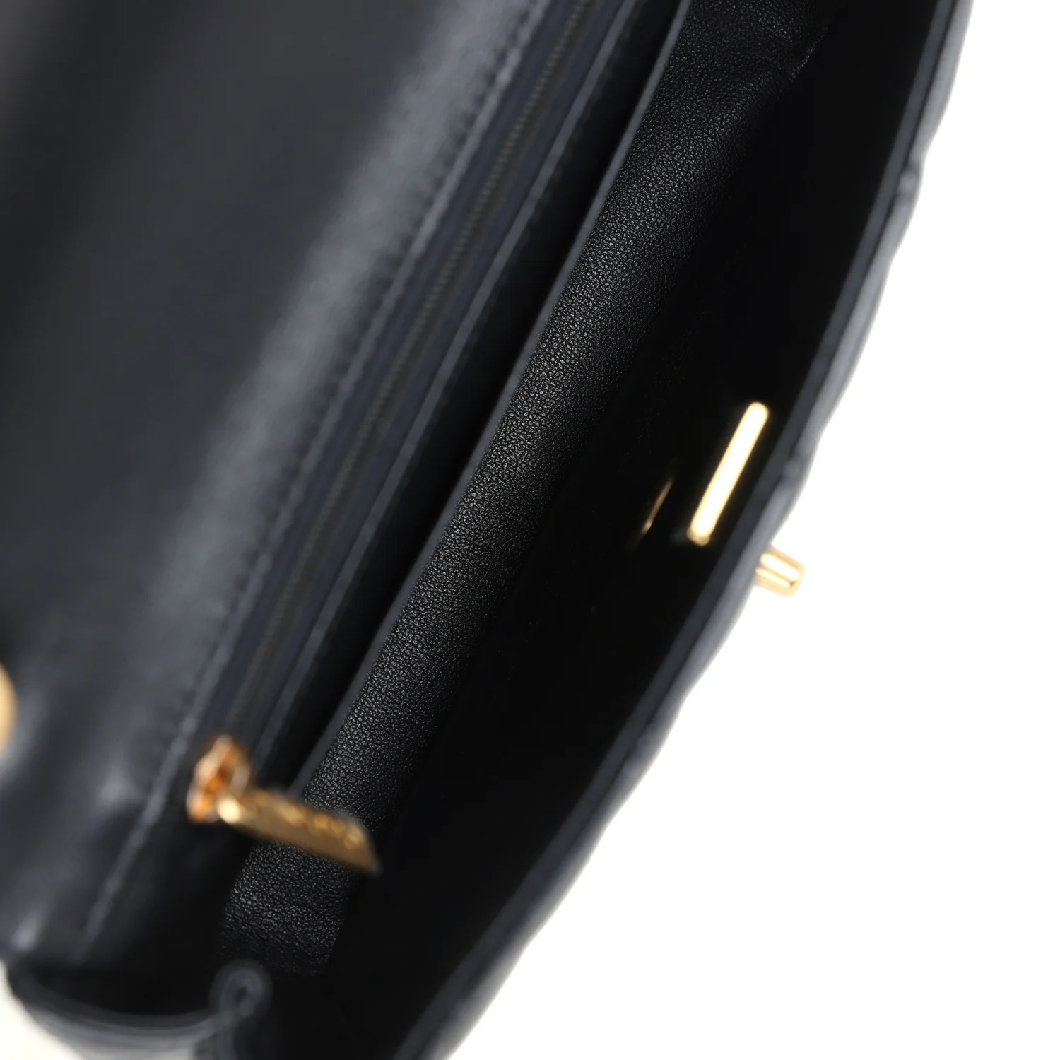 Chanel Mini Pearly Chain Flap Bag Black Lambskin Brushed Gold Hardware