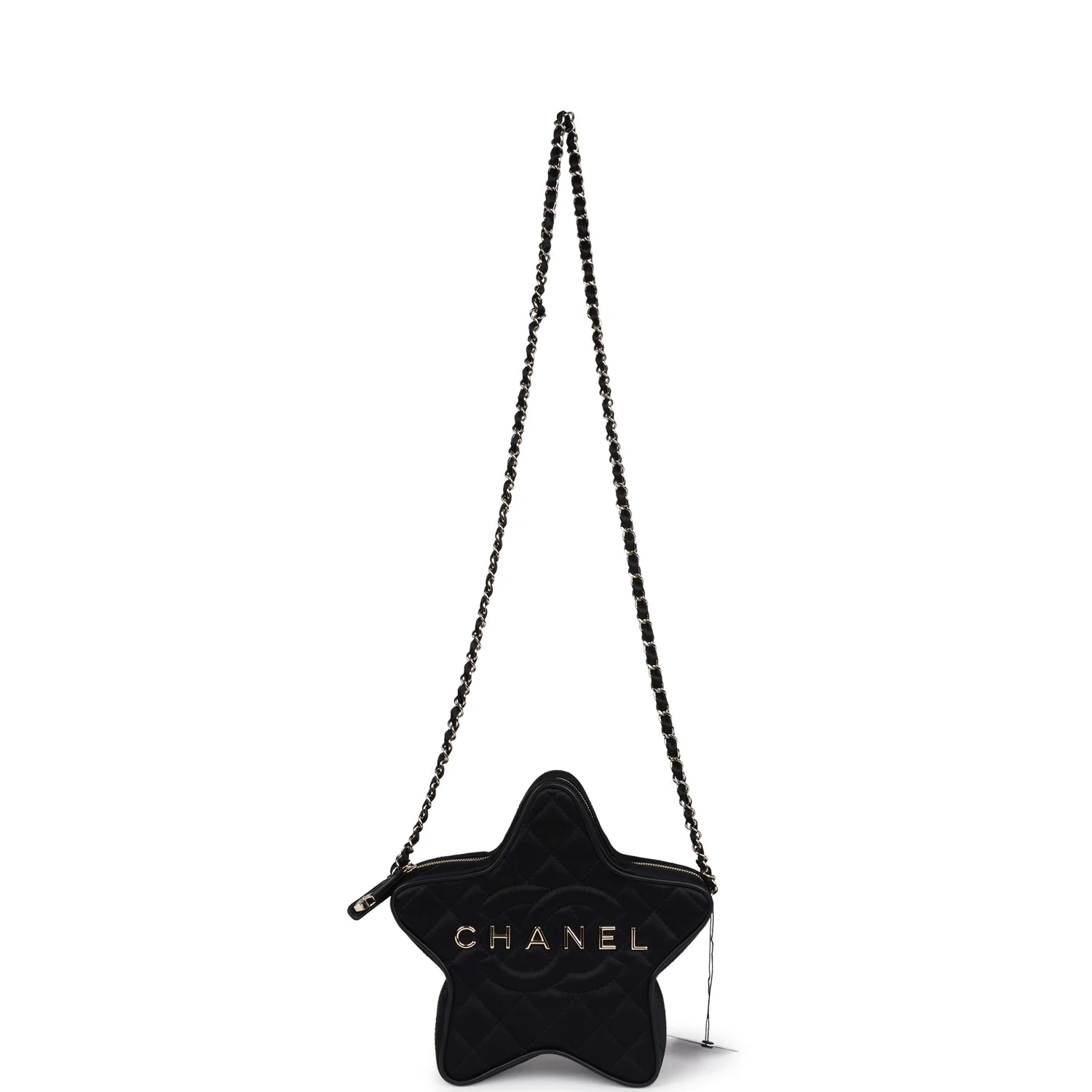 Chanel Star Bag Black Satin Light Gold Hardware