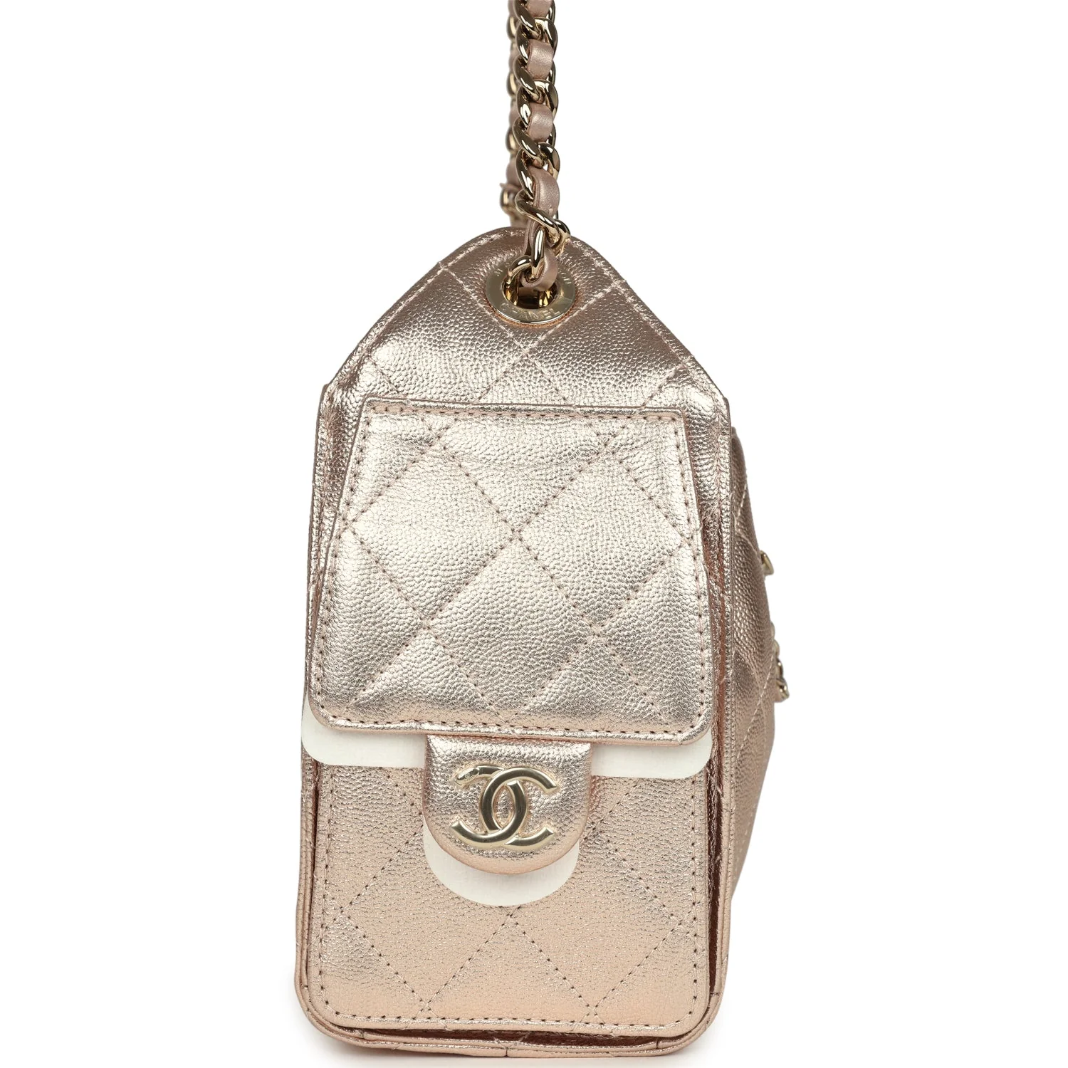 Chanel Mini 25 Hobo Bag Metallic Rose Gold Caviar Caviar Light Gold Hardware