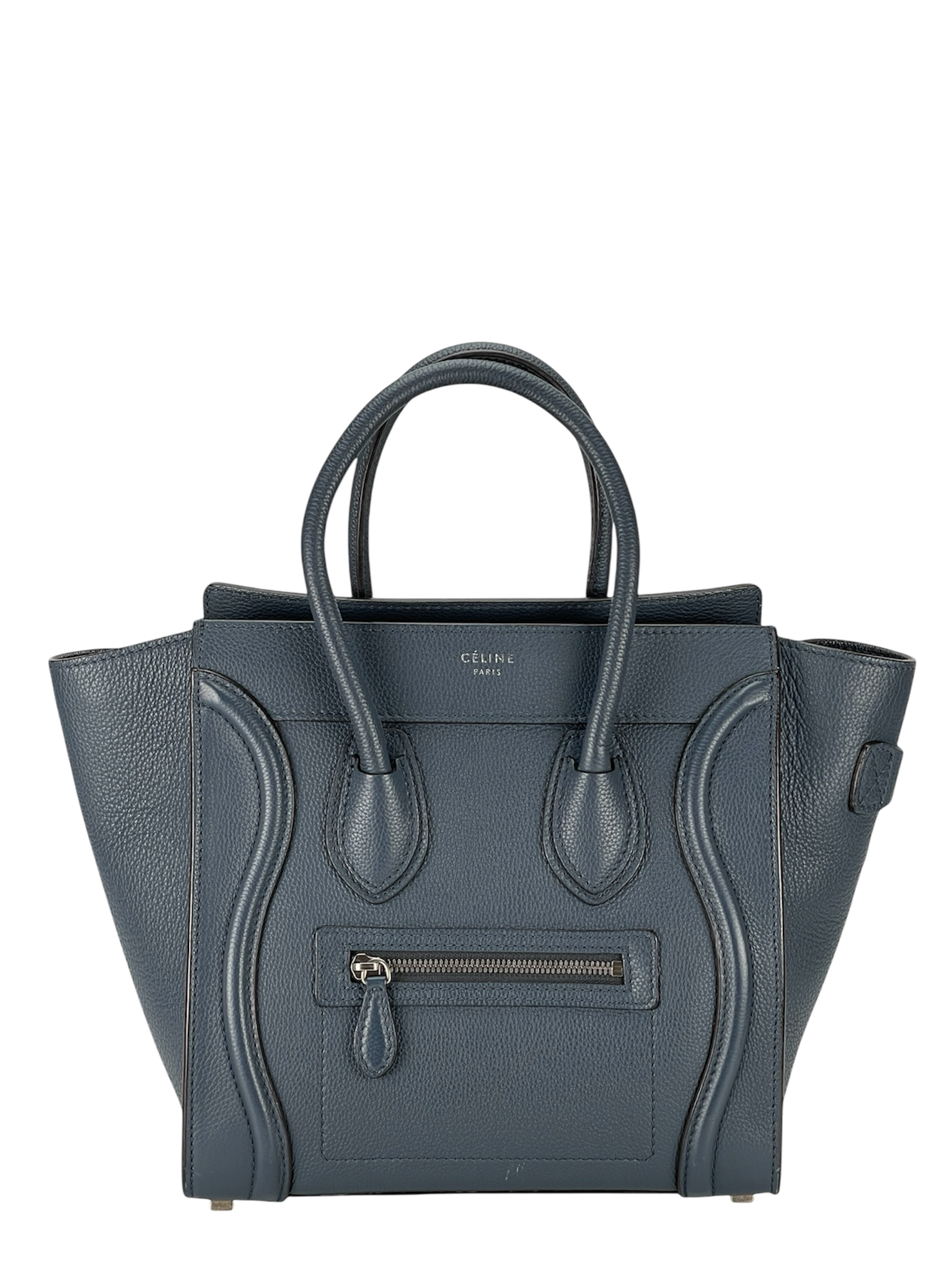 CELINE - Micro Luggage handbag in Drummed Calfskin Blue
