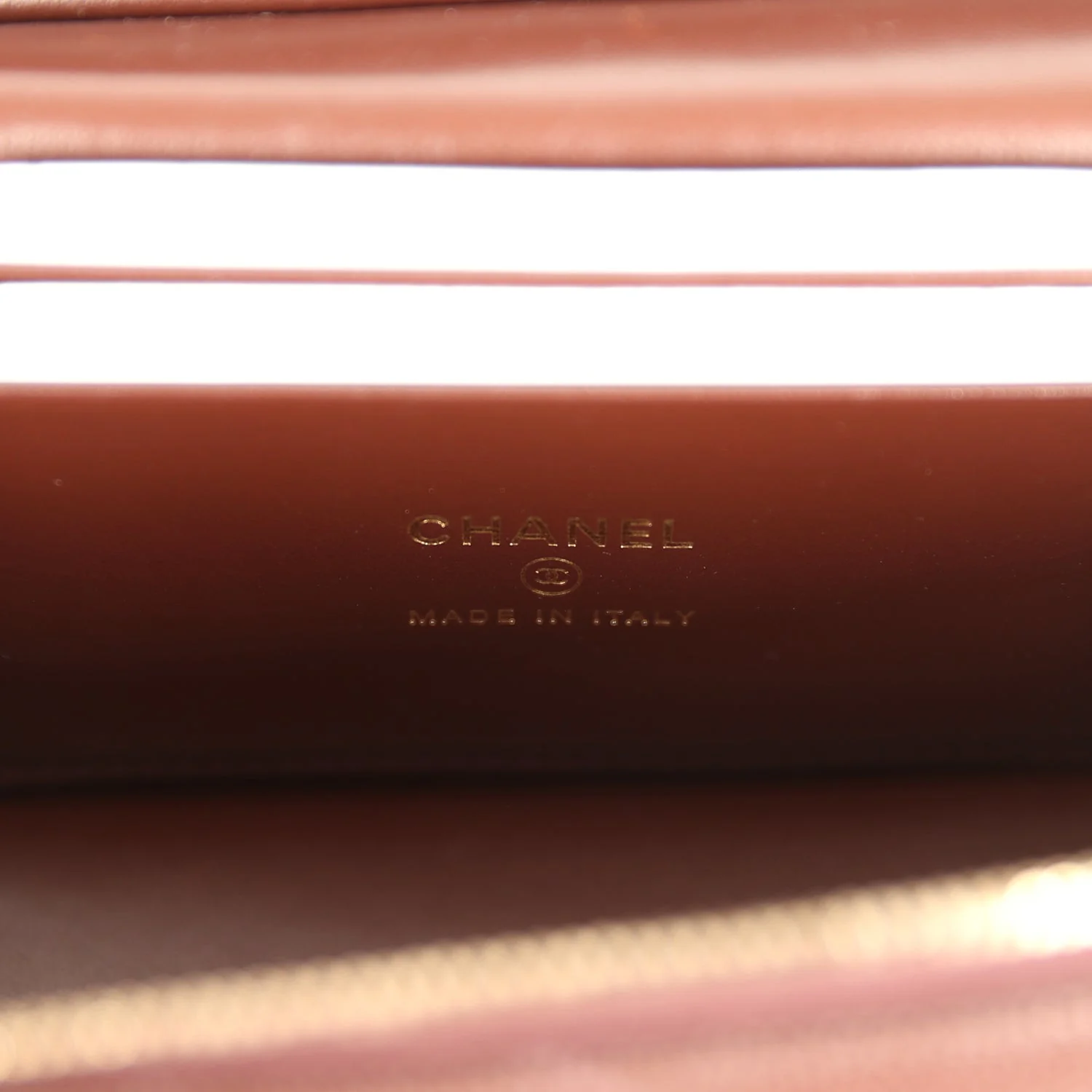 Chanel Top Handle Slim Vanity Case with Chain Dark Brown Shiny Caviar Light Gold Hardware