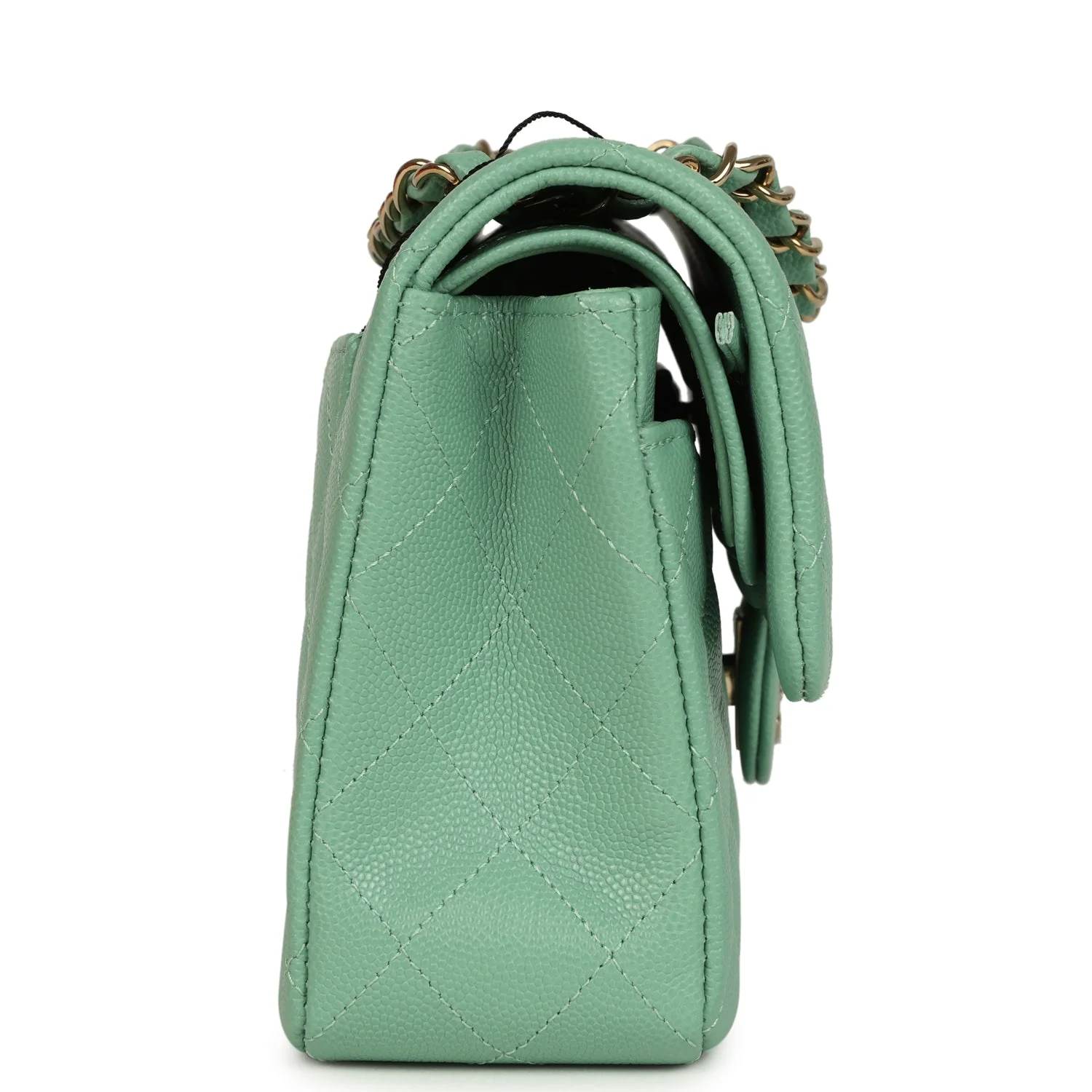 Chanel Small Classic Double Flap Bag Green Caviar Light Gold Hardware