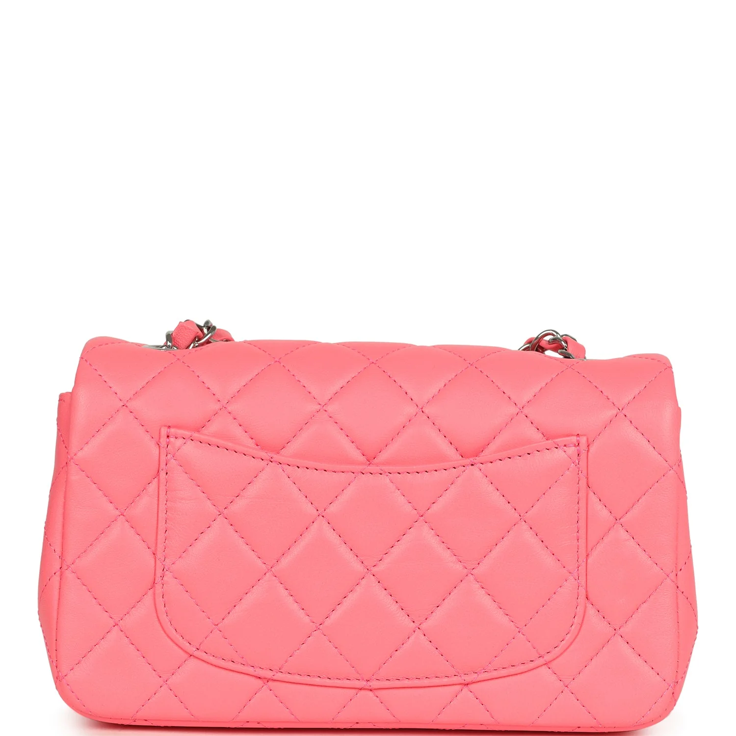 Chanel Mini Rectangular Flap Bag Pink Lambskin Silver Hardware