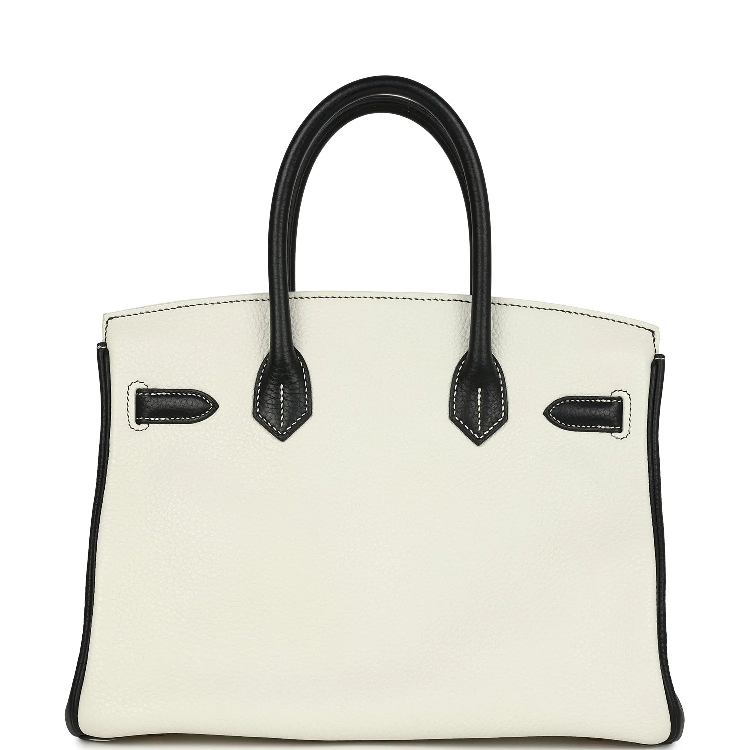 Pre-owned Hermes Special Order (HSS) Birkin 30 White and Black Clemence Permabrass Hardware