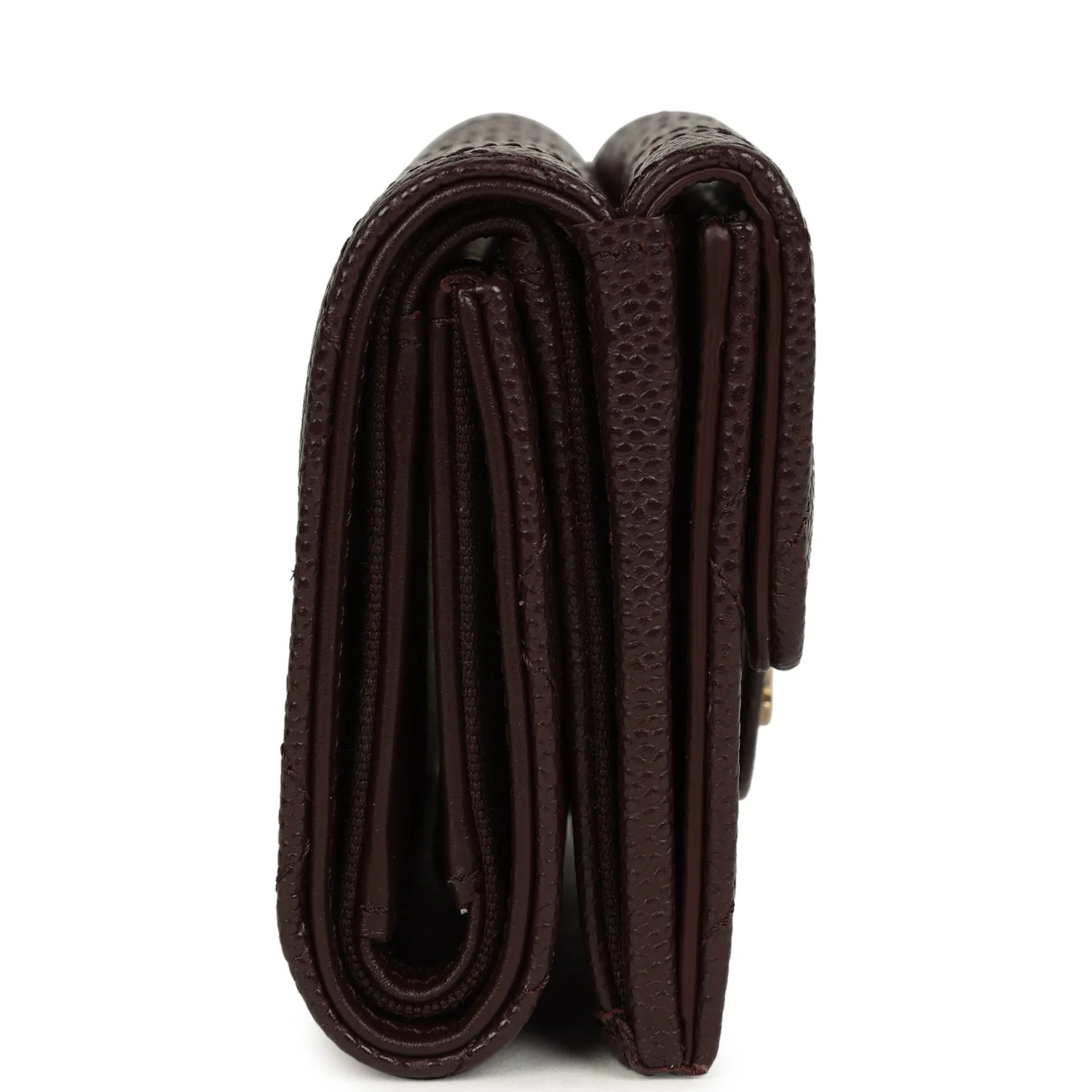 Chanel Small Classic Flap Wallet Dark Brown Shiny Caviar Light Gold Hardware