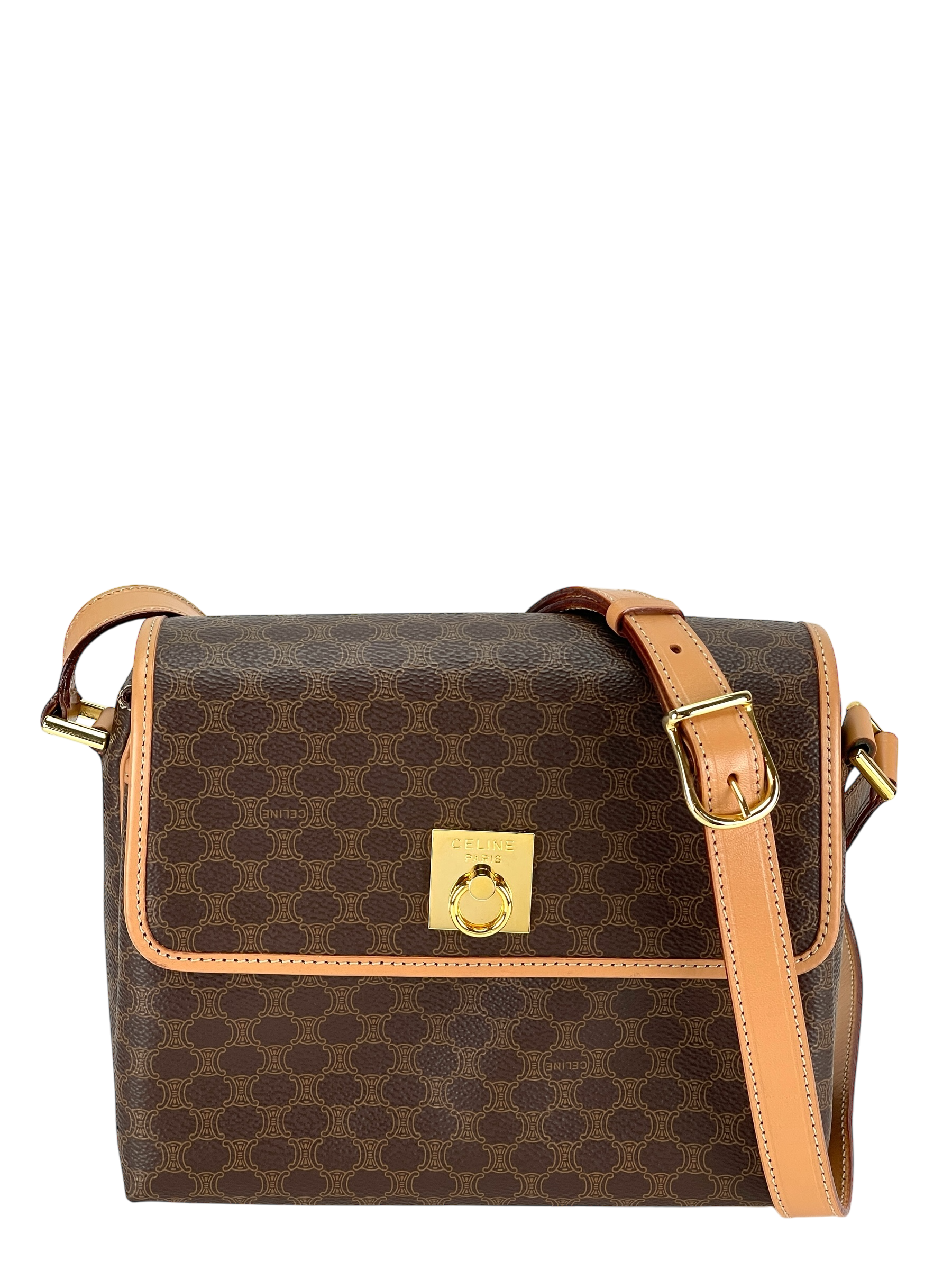 CELINE - Brown Macadam Shoulder Bag