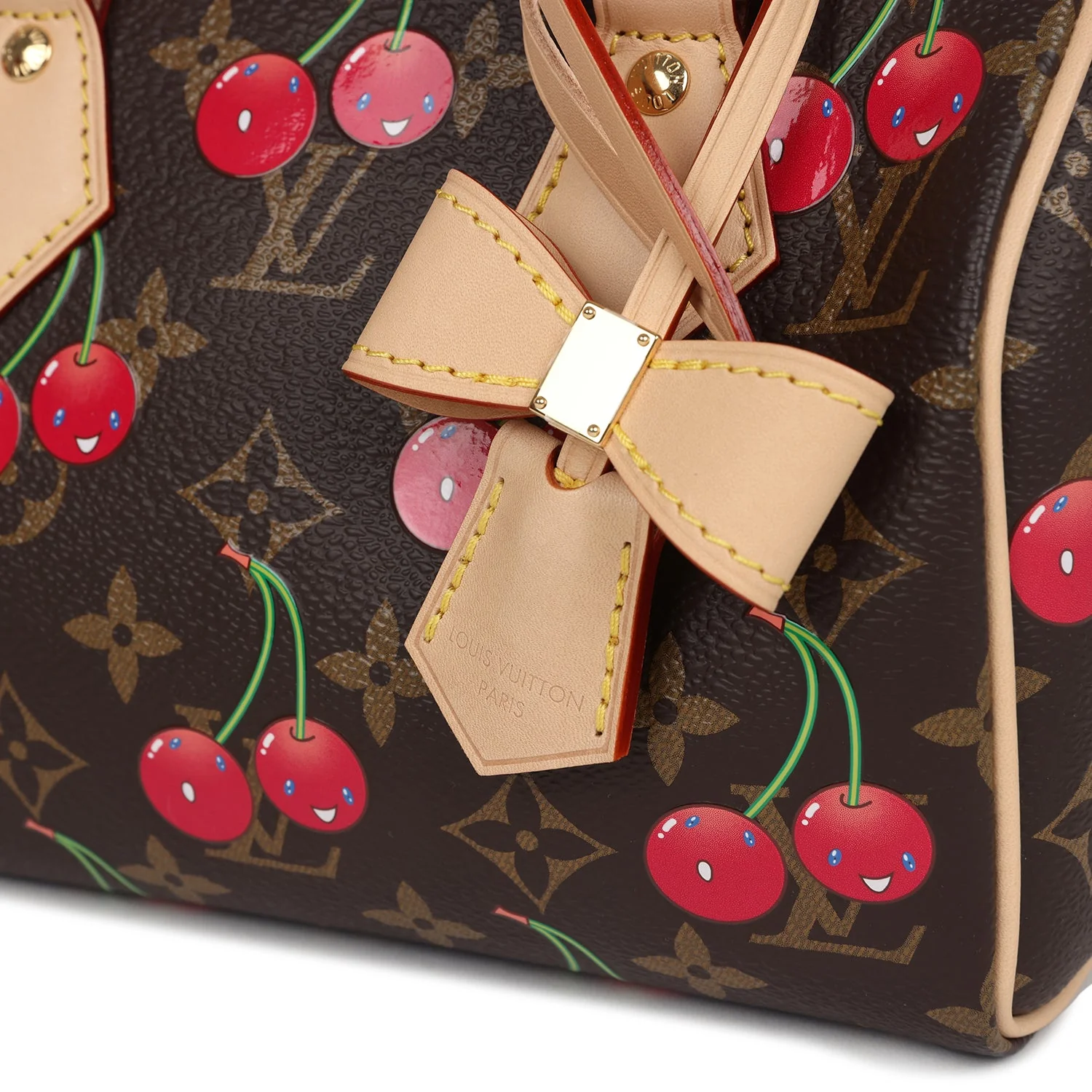 Louis Vuitton X Takashi Murakami Cerises Speedy Bandouliere 20 Bag Brown Cherry Monogram Gold Hardware