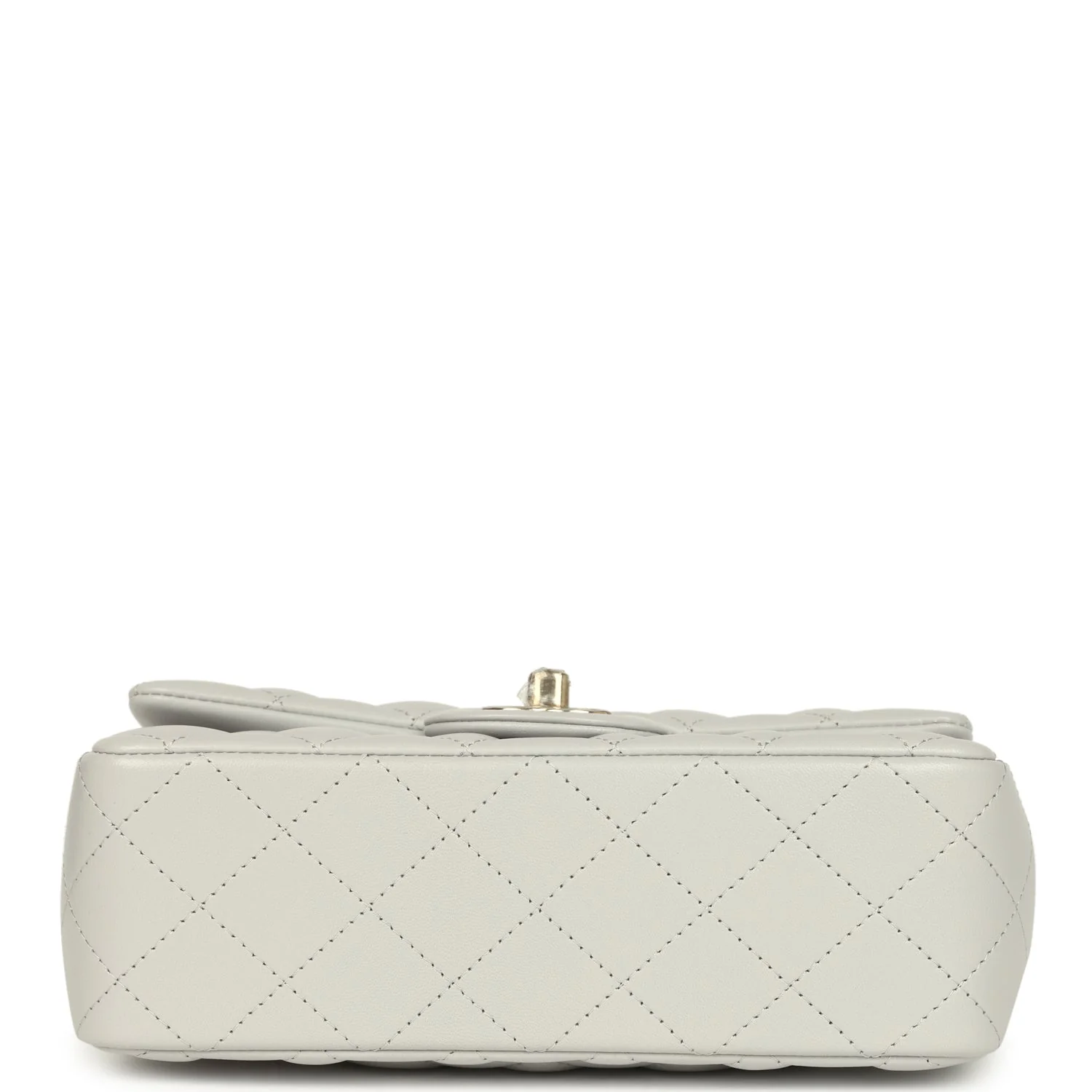 Chanel Mini Rectangular Flap Bag with Top Handle Light Grey Lambskin Light Gold Hardware