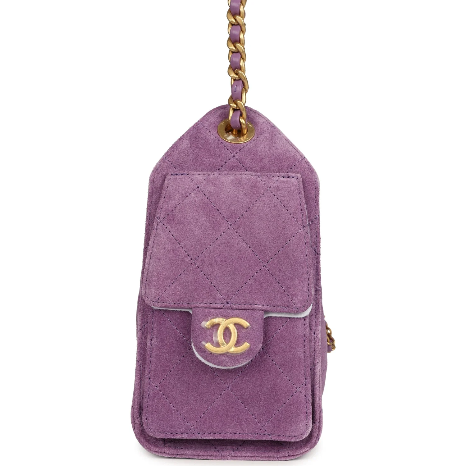 Chanel Mini 25 Hobo Bag Purple Suede Antique Gold Hardware