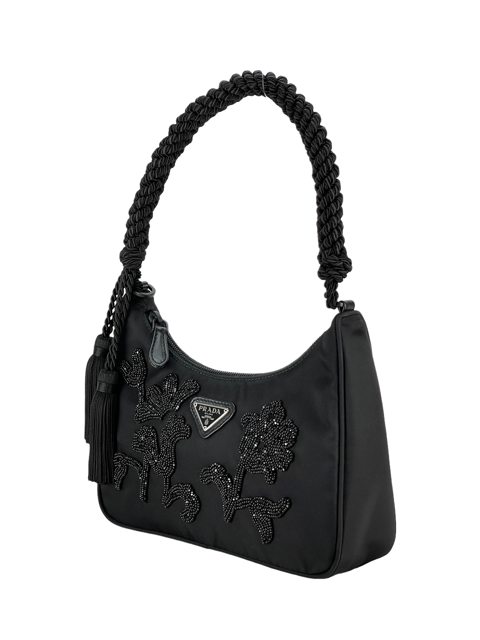 PRADA - Black 2way Nylon Hobo Bag