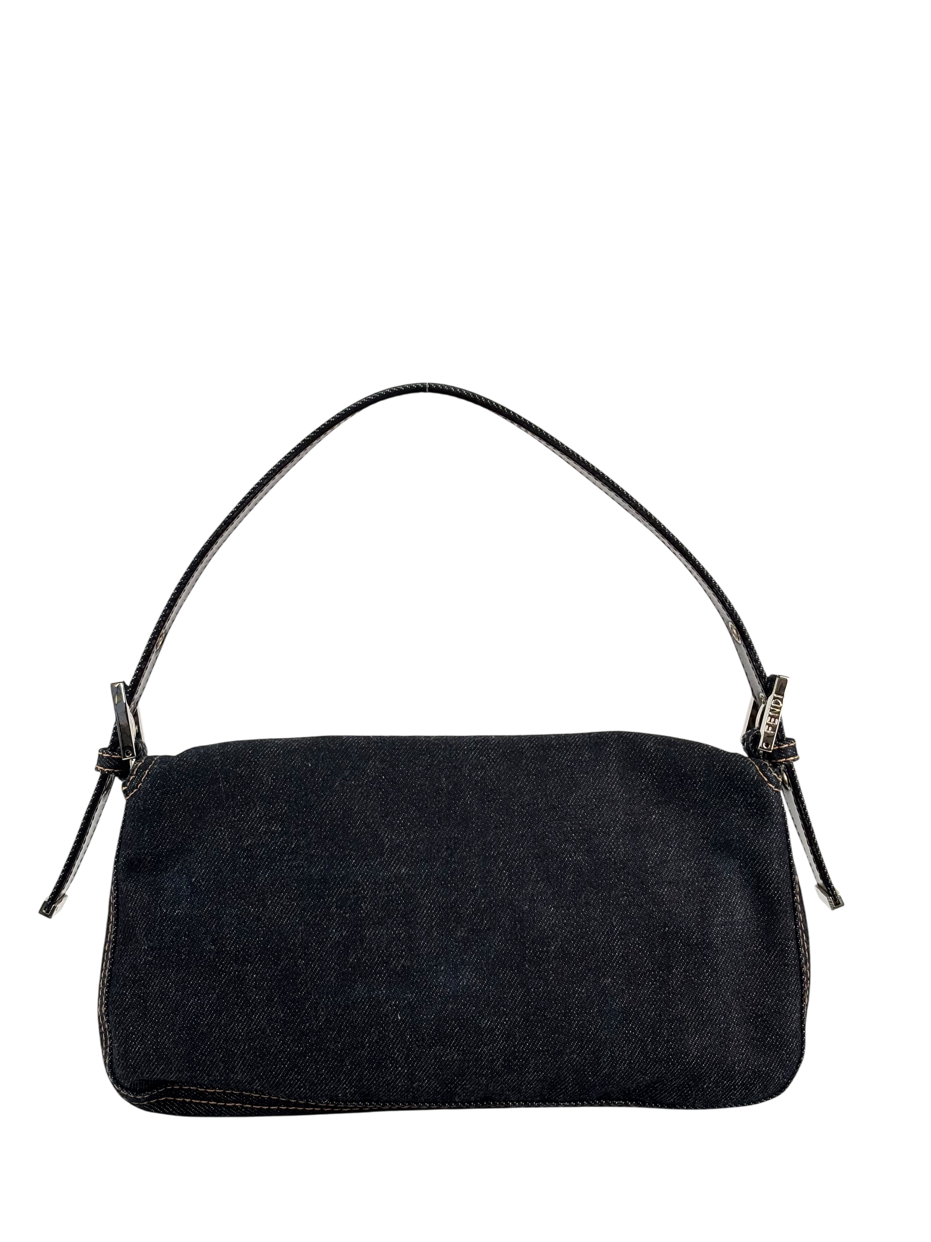 FENDI - Small Baguette Bag Denim Navy Sliver Hardware