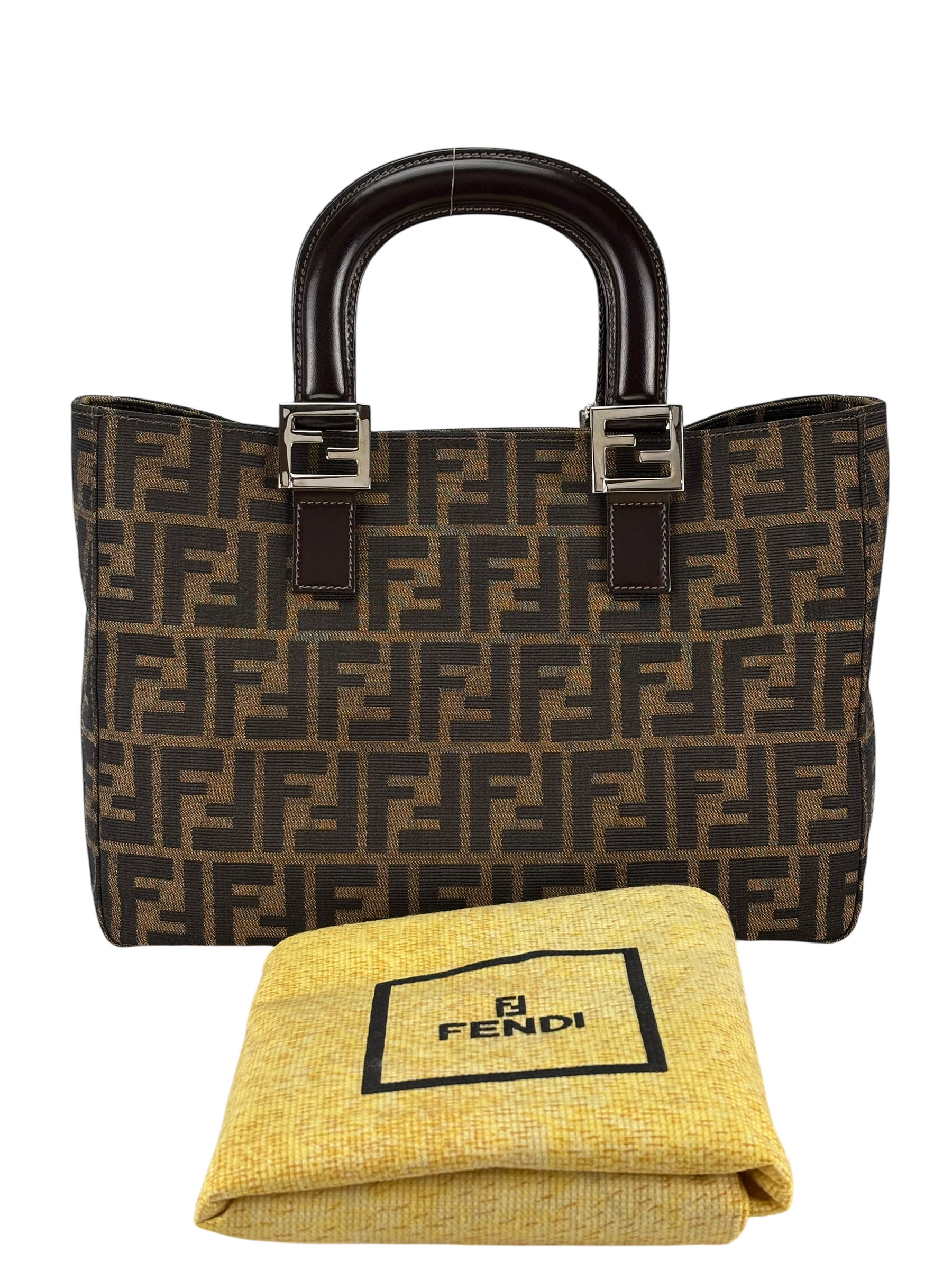 FENDI - Brown Canvas Tote Zucca Nylon Handbag