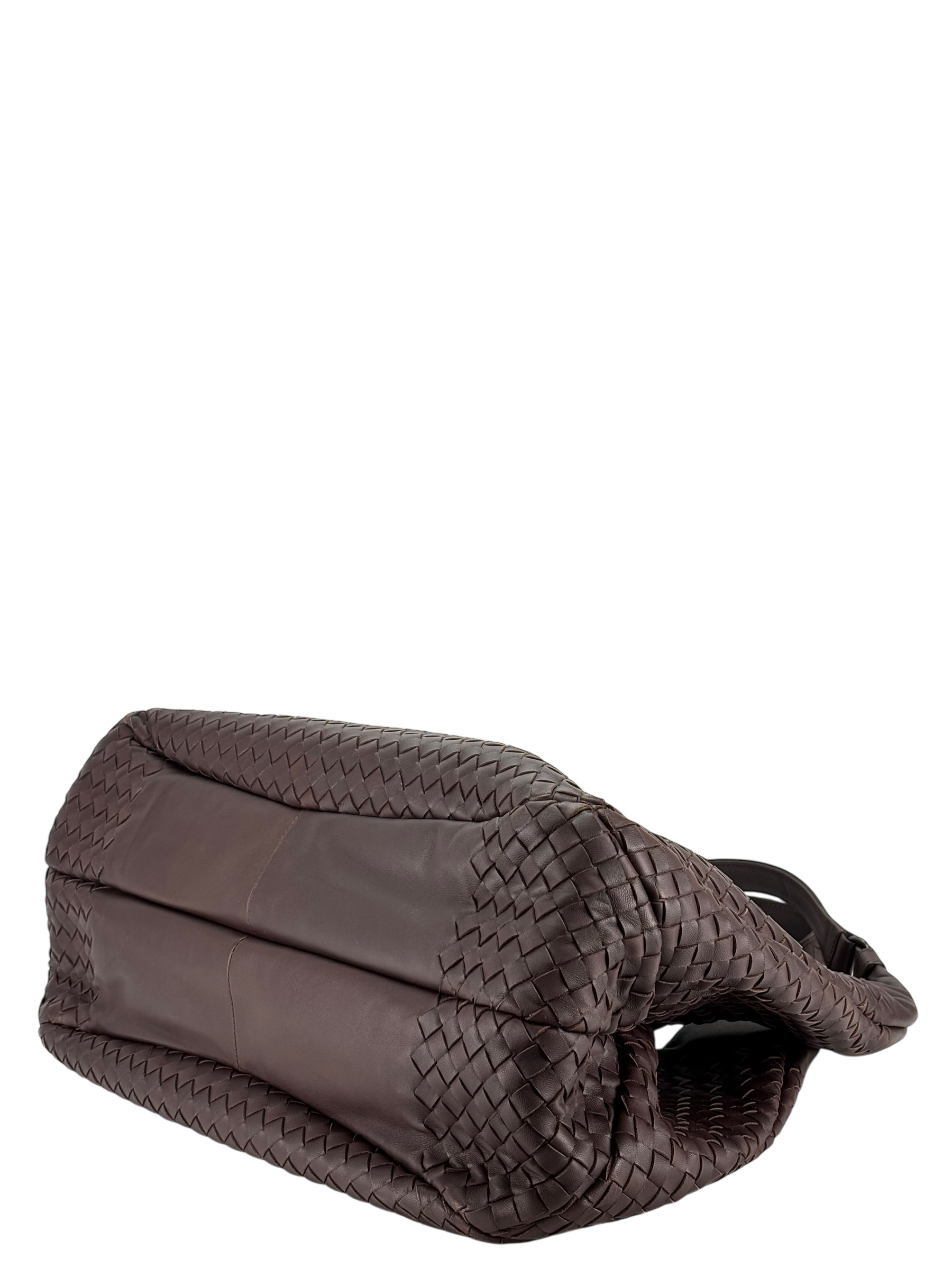 BOTTEGA VENETA - Dark Red Lambskin Campana Leather HandBag